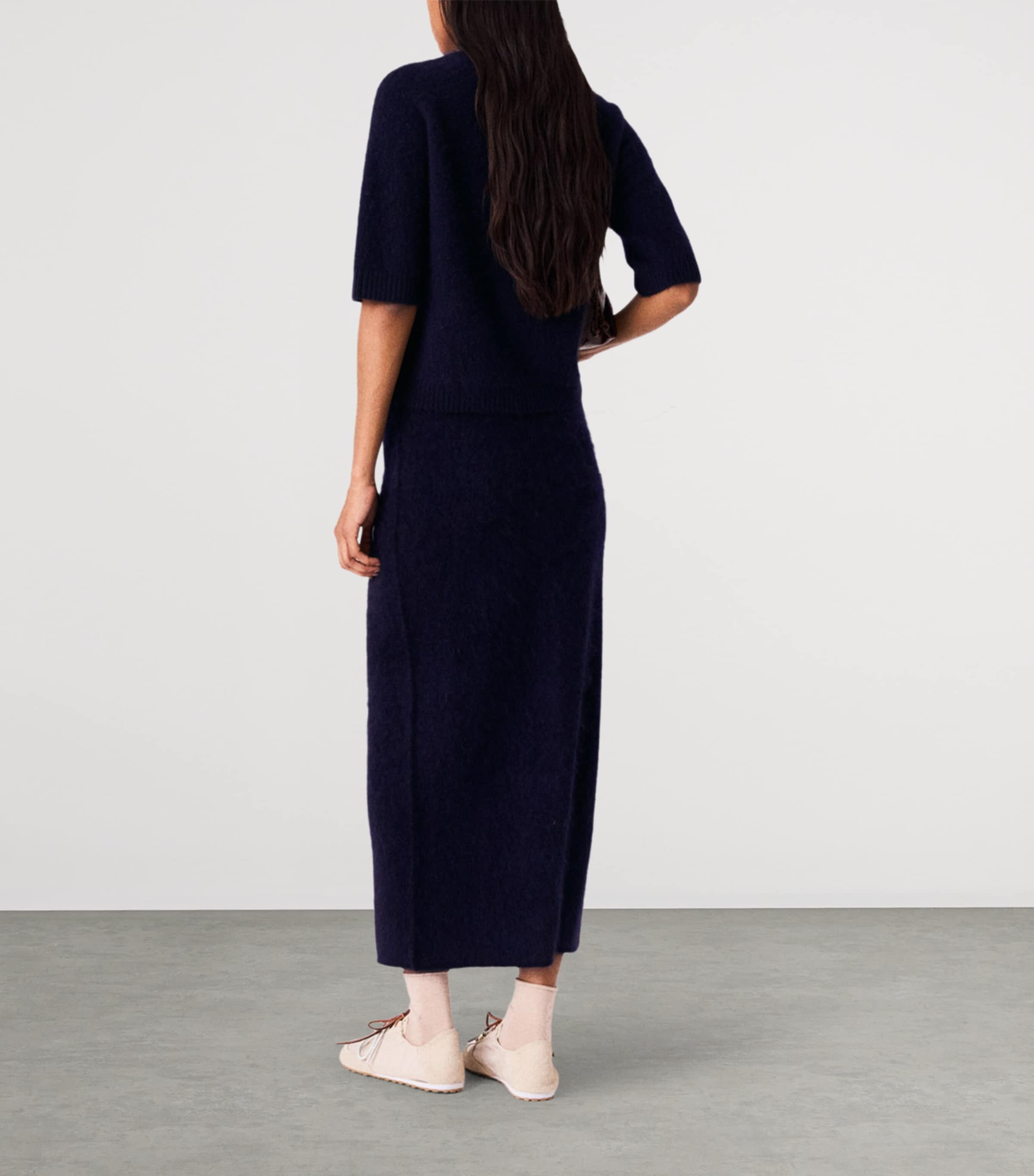 Maje Womens Wool Midi Skirt Navy Image 4