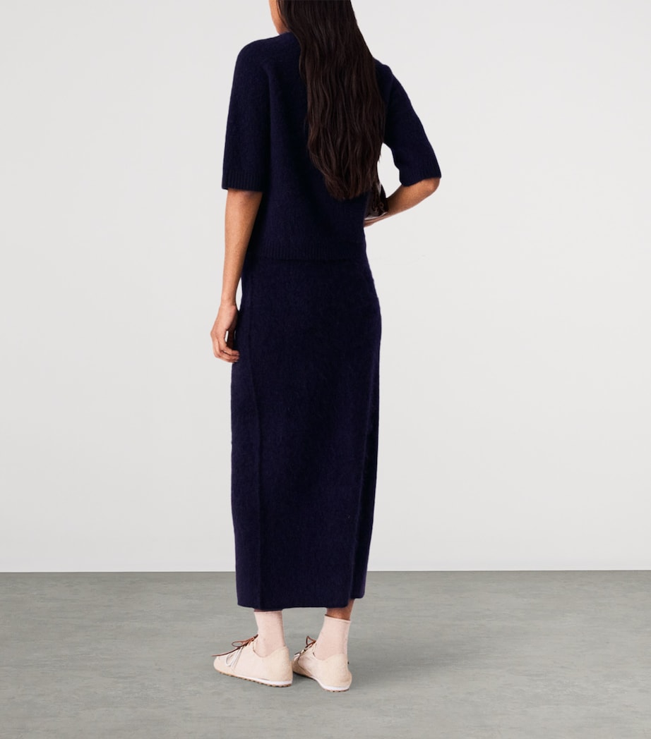 Maje Womens Wool Midi Skirt Navy Image 4