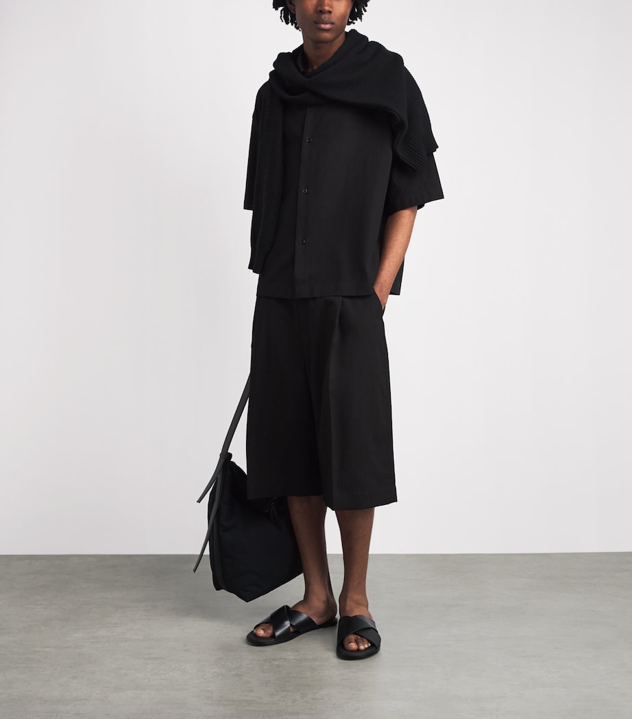 Studio Nicholson Mens Matelassé Boxy Sanko Shirt Black Image 2