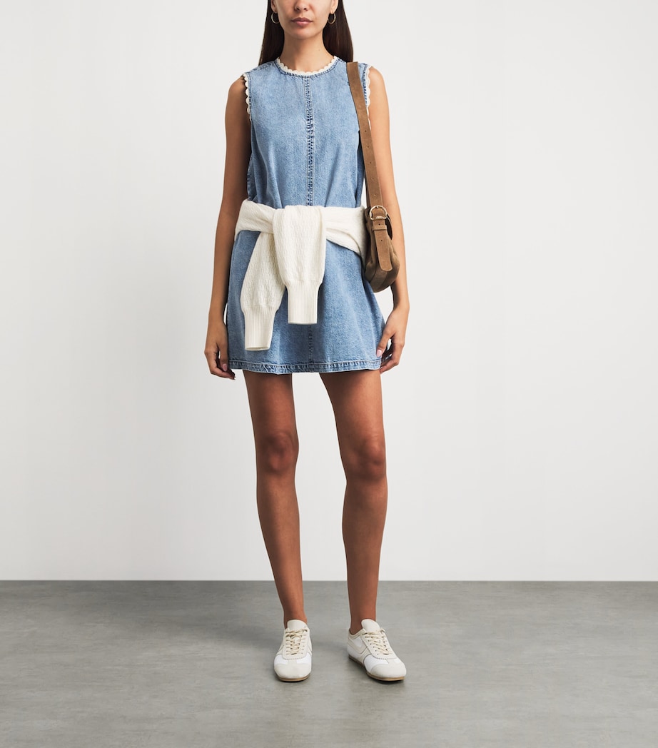 FRAME Womens Denim Crochet Tide Mini Dress Dawn Image 2