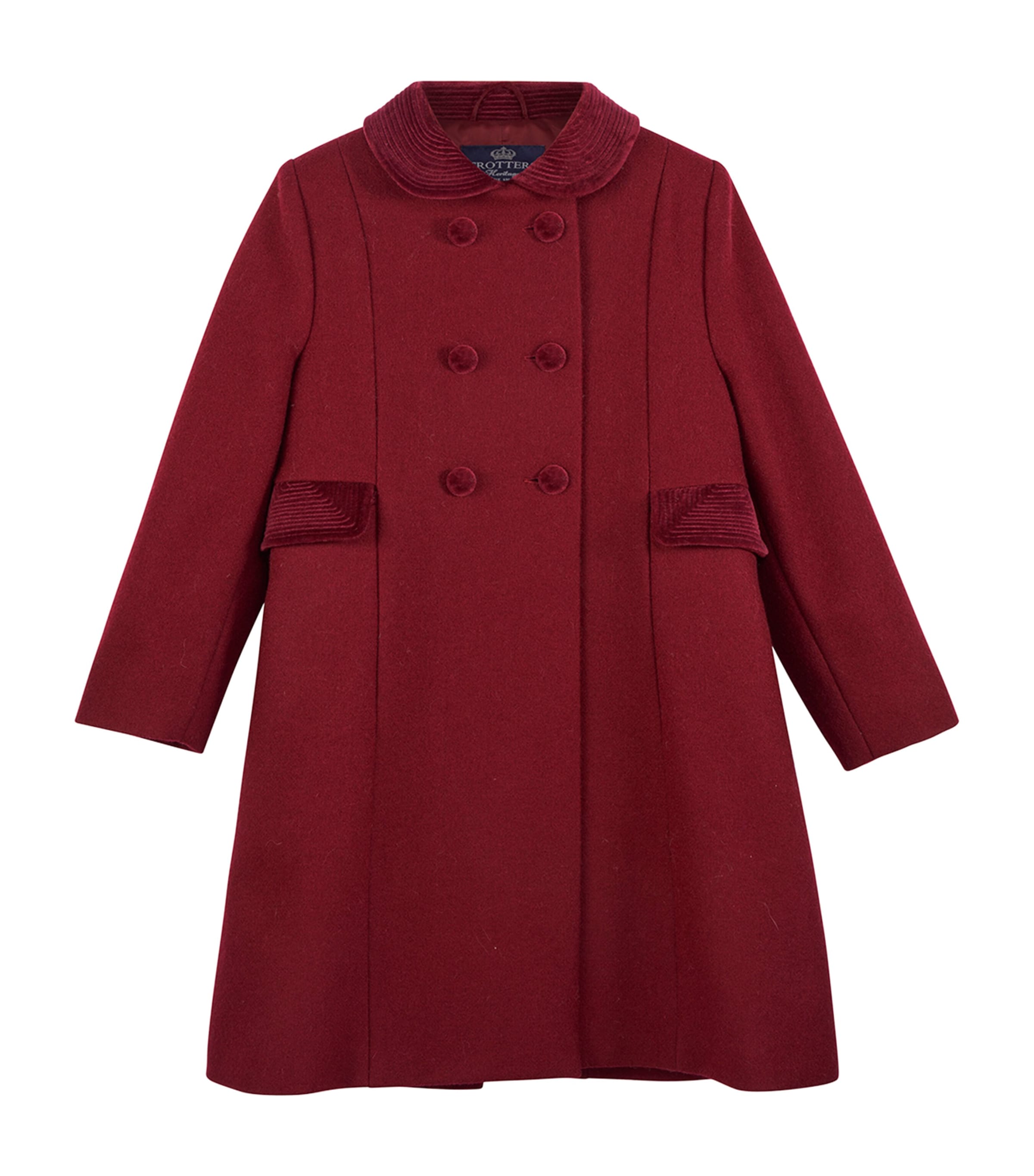 Shop Trotters Wool Double-breasted Coat In Burgundy