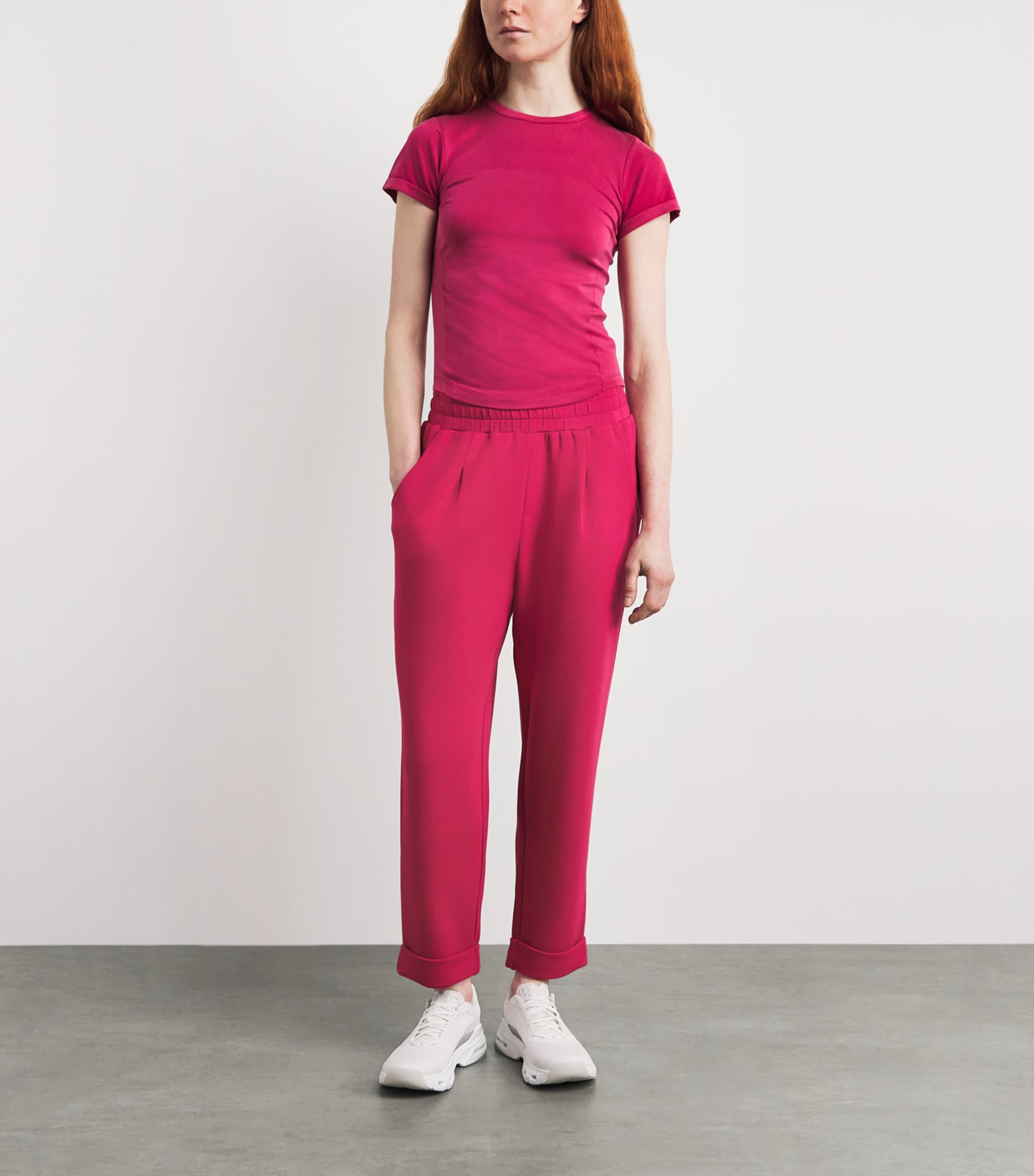 Varley Womens The Rolled Cuff Sweatpants Rich Raspberry Image 2