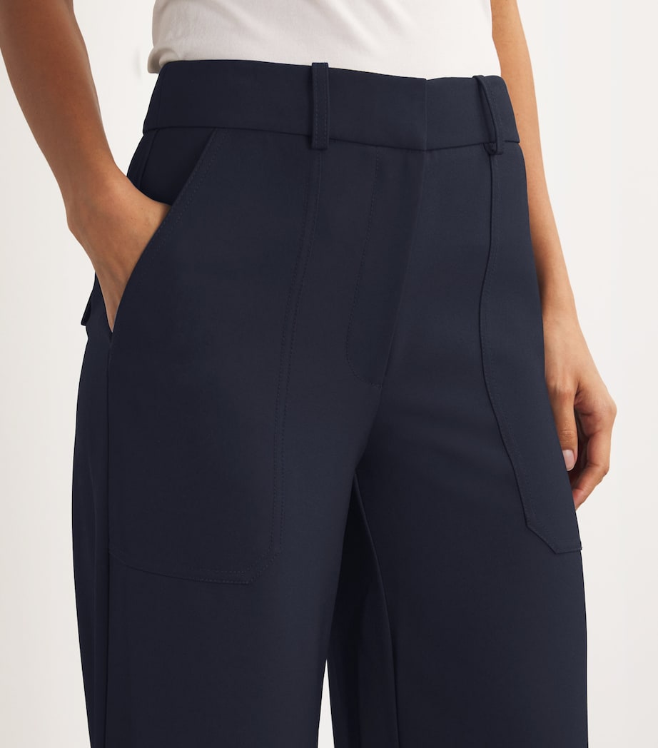 Veronica Beard Womens Cole Wide-Leg Trousers Navy Image 6