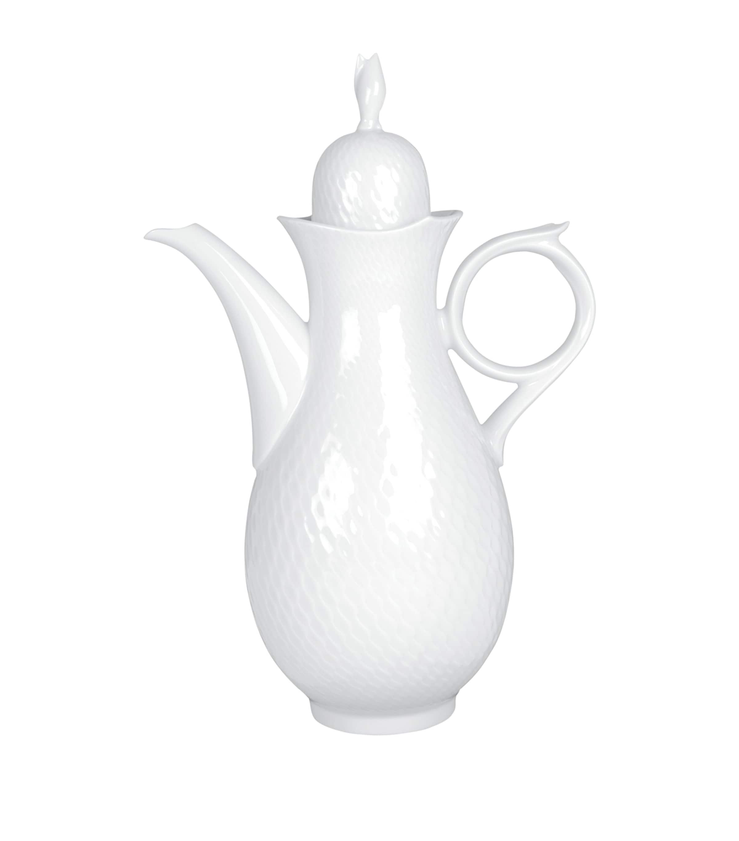 Meissen Porcelain Waves Relief Coffee Pot In White