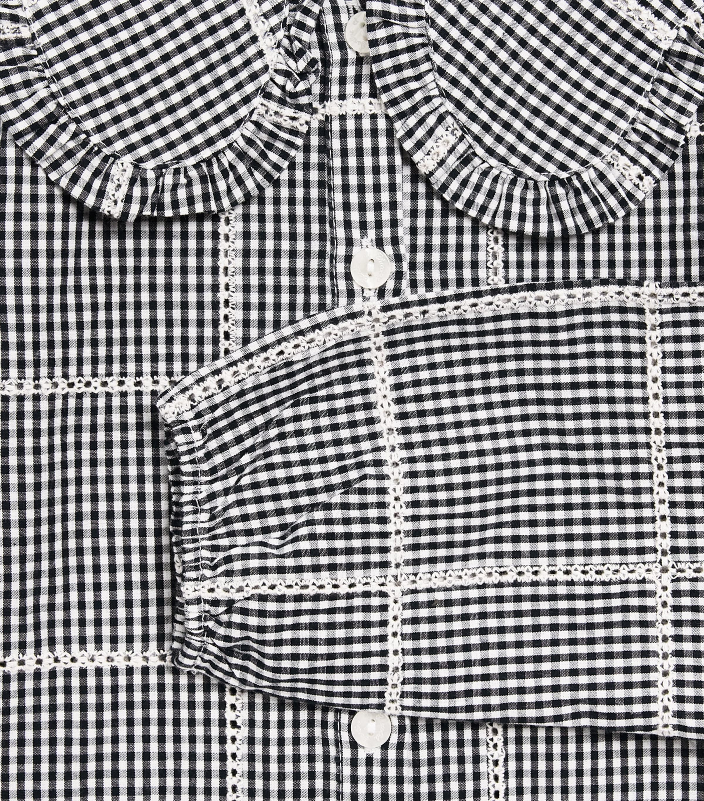 Tartine et Chocolat Cotton Check Broderie Anglaise Shirt (2-14 Years) Nacre Image 4
