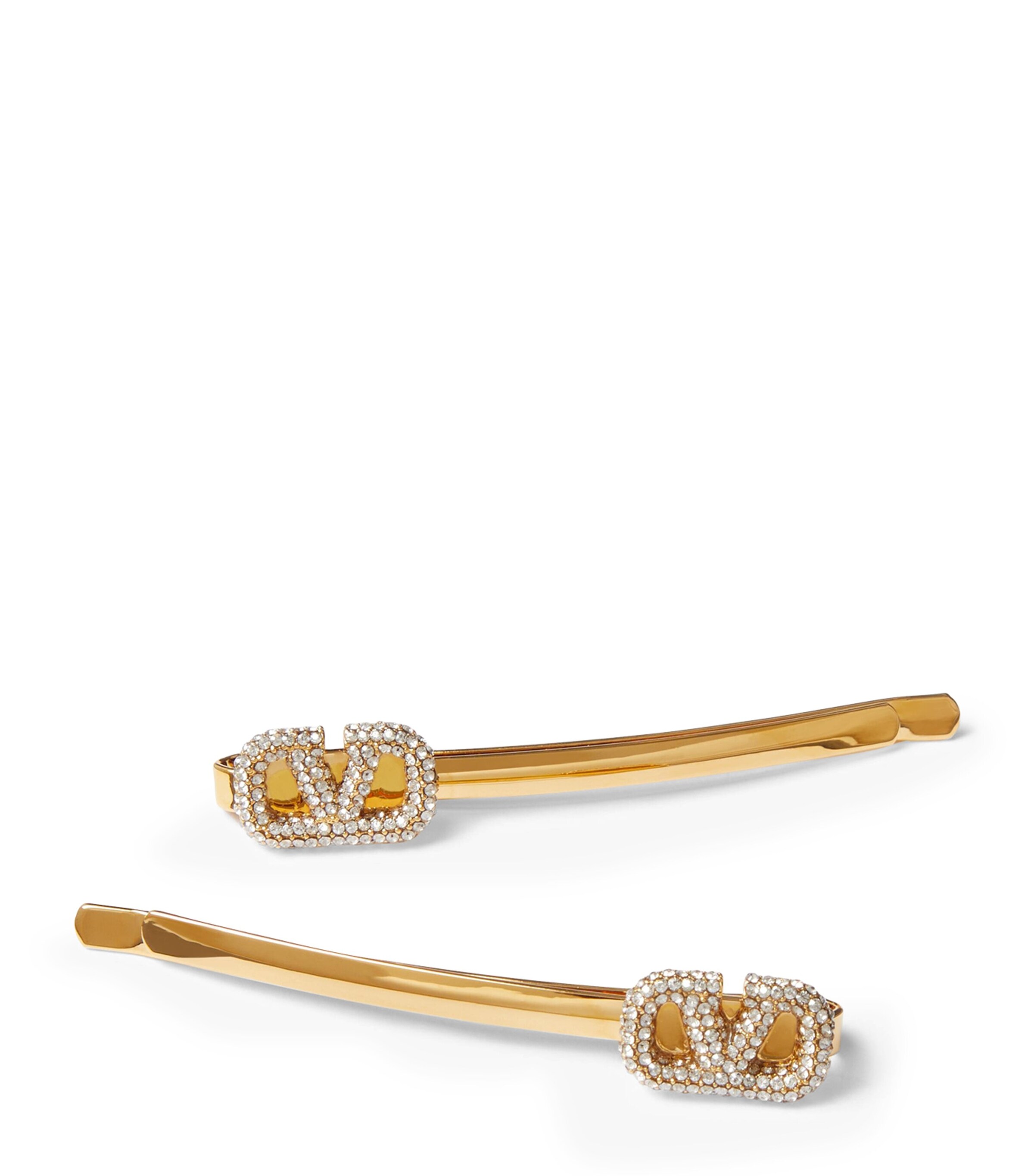 Valentino Set Of 2 Vlogo Signature Swarovski Hair Pins In Gold