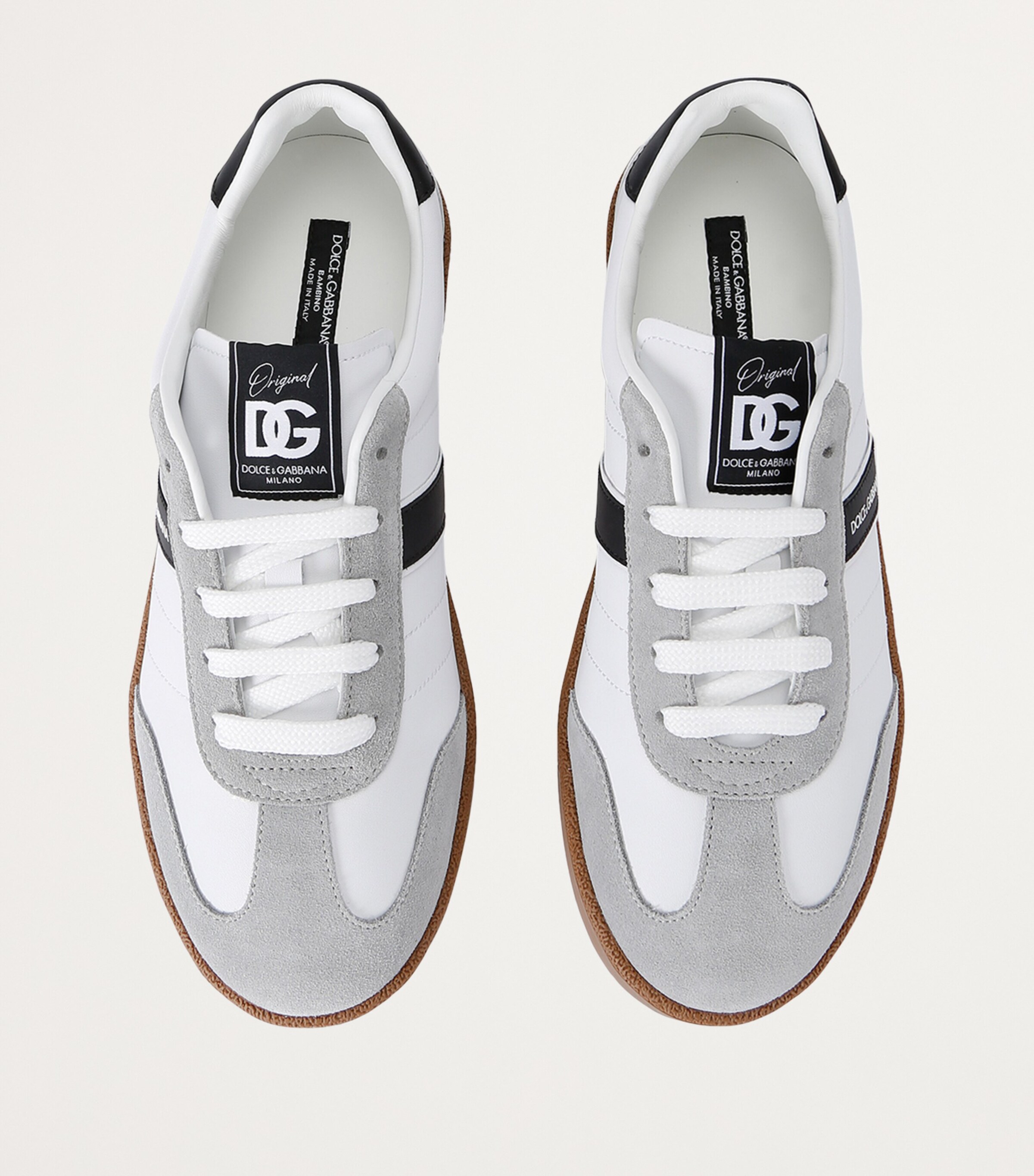 Dolce&Gabbana Kids Leather Low-Top Sneakers White/blk Image 4