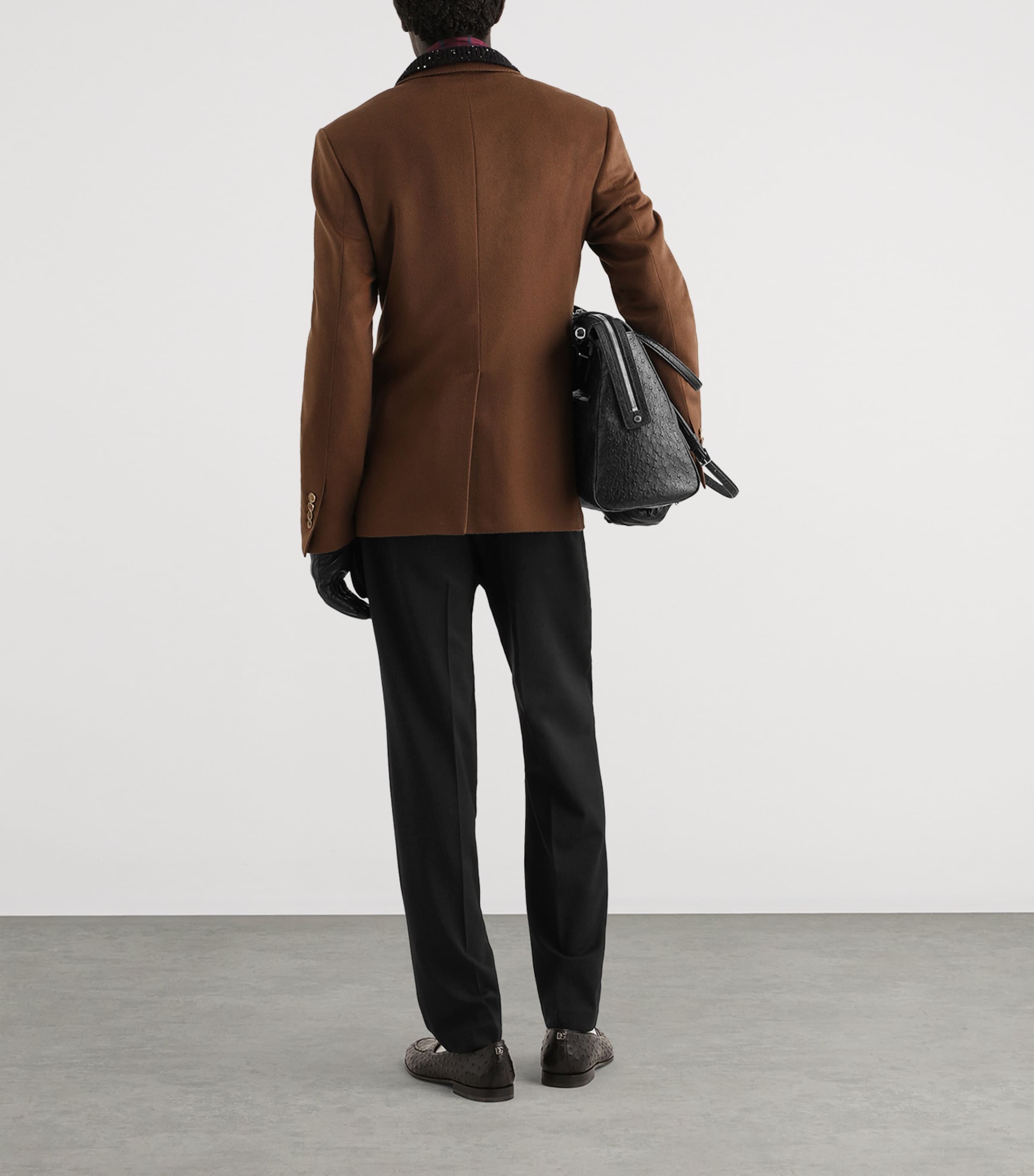 Dolce&Gabbana Mens Cashmere Single-Breasted Blazer Dark Brown Image 3