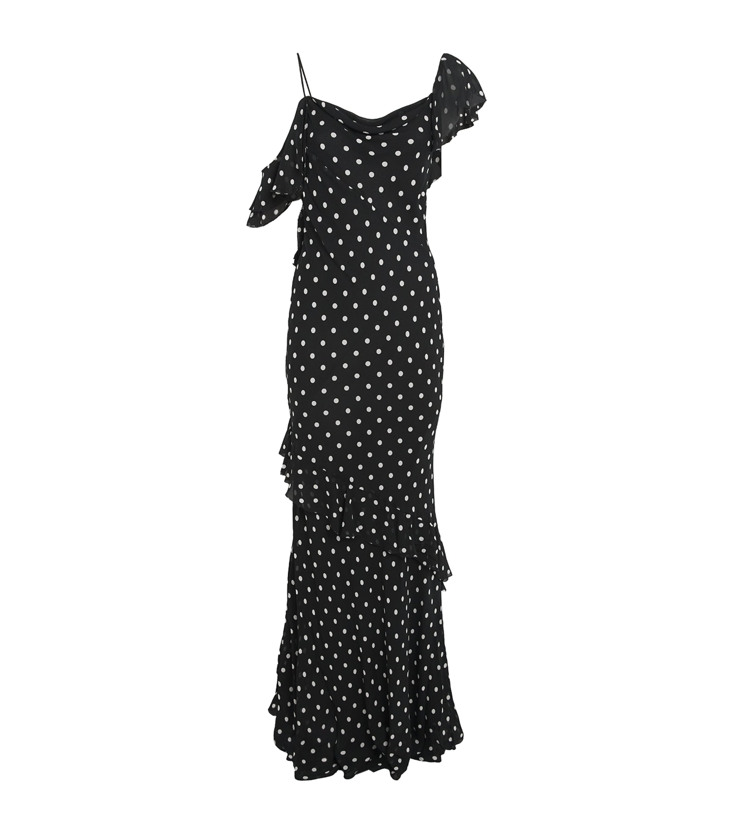 Self-Portrait Womens Polka-Dot Maxi Dress Black Image 1