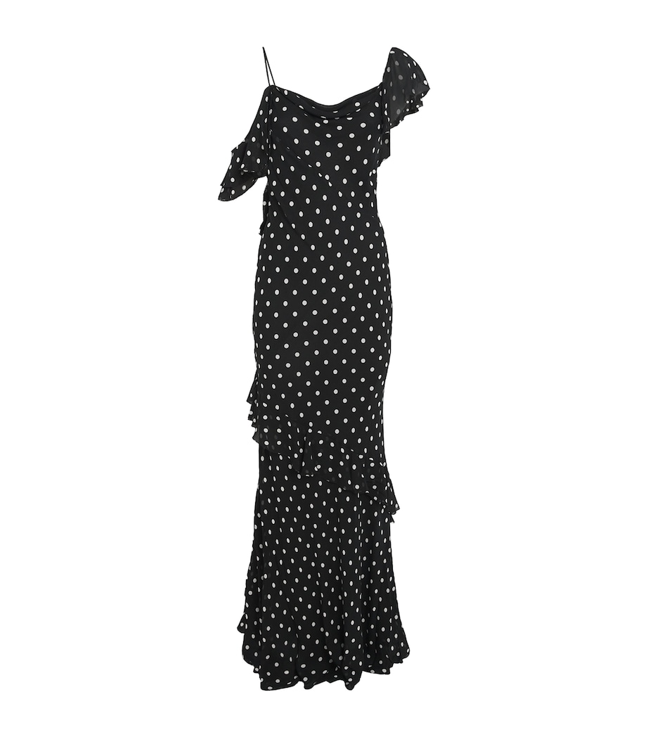 Self-Portrait Womens Polka-Dot Maxi Dress Black Image 1