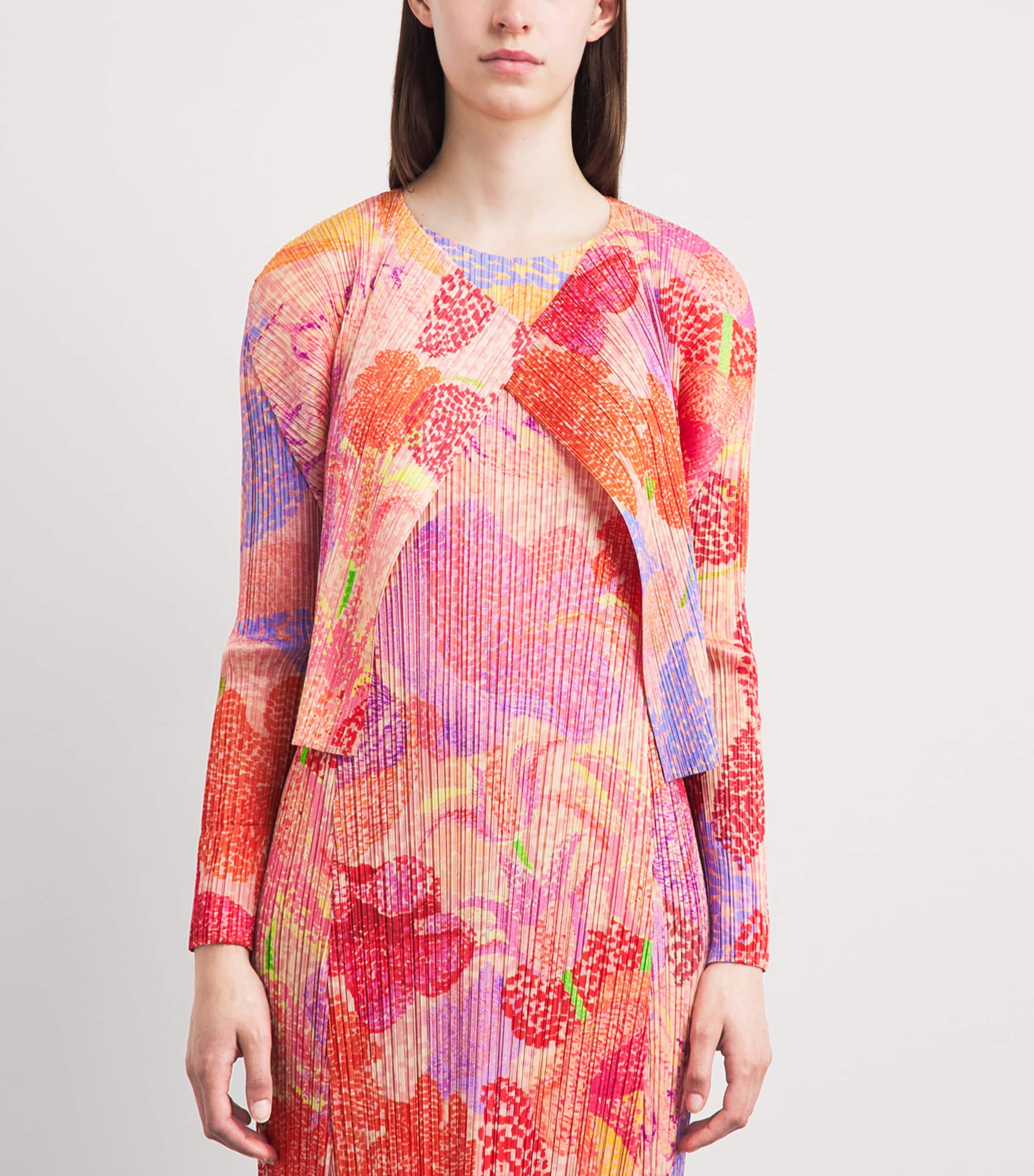 Pleats Please Issey Miyake Womens Pleated Foggy Forest Cardigan Pink Image 4