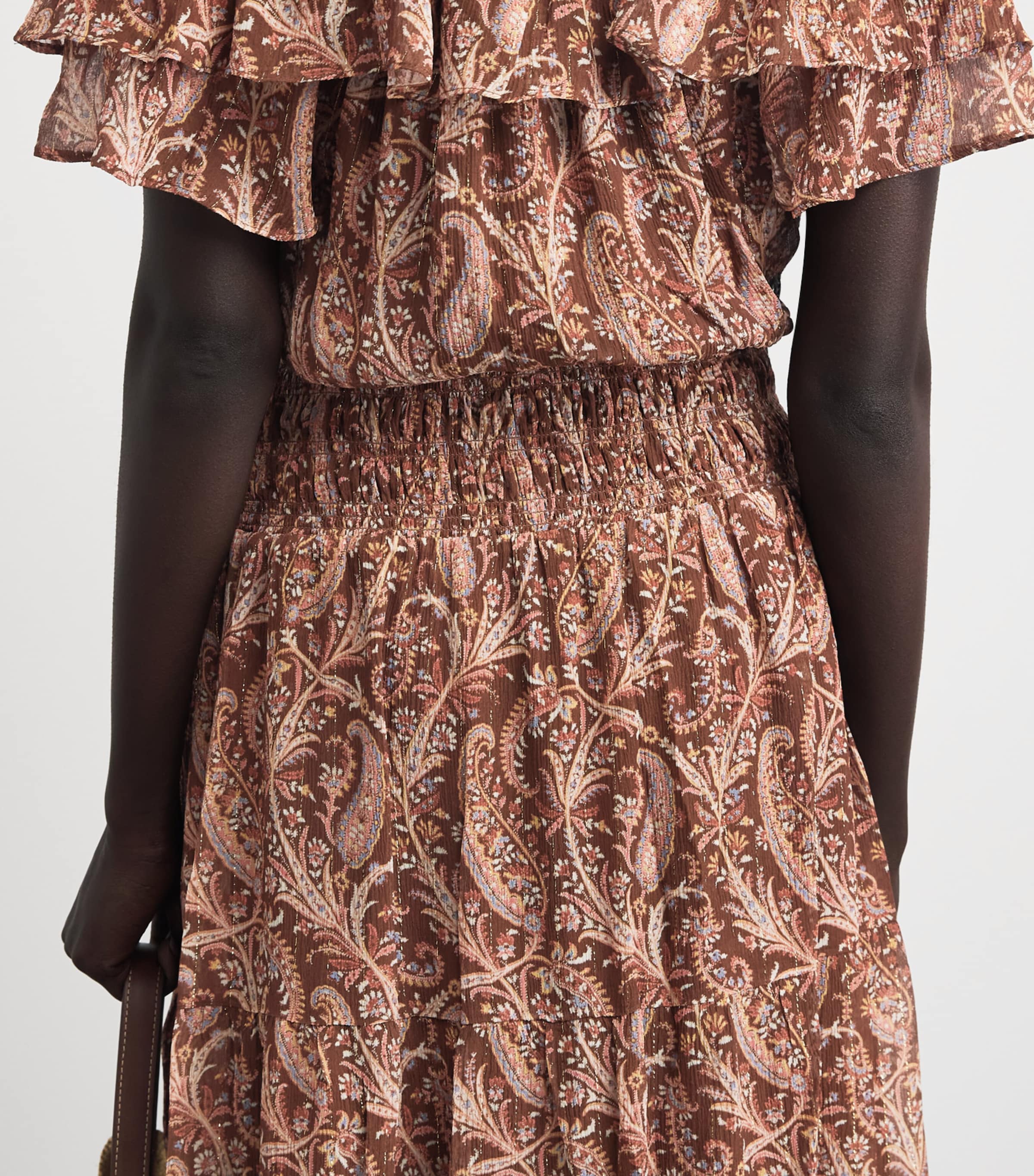 PAIGE Womens Silk Georgette Alistar Midi Dress Oak Multi Image 5