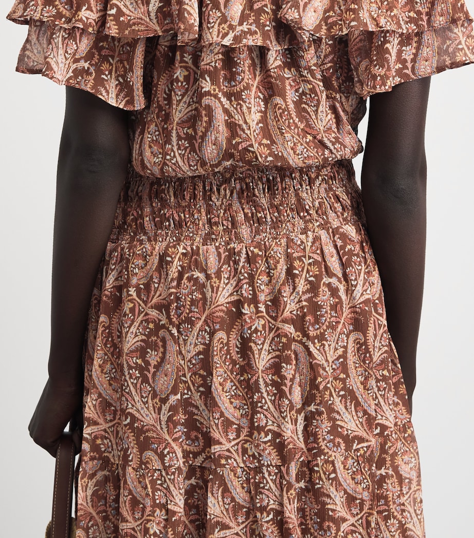 PAIGE Womens Silk Georgette Alistar Midi Dress Oak Multi Image 5