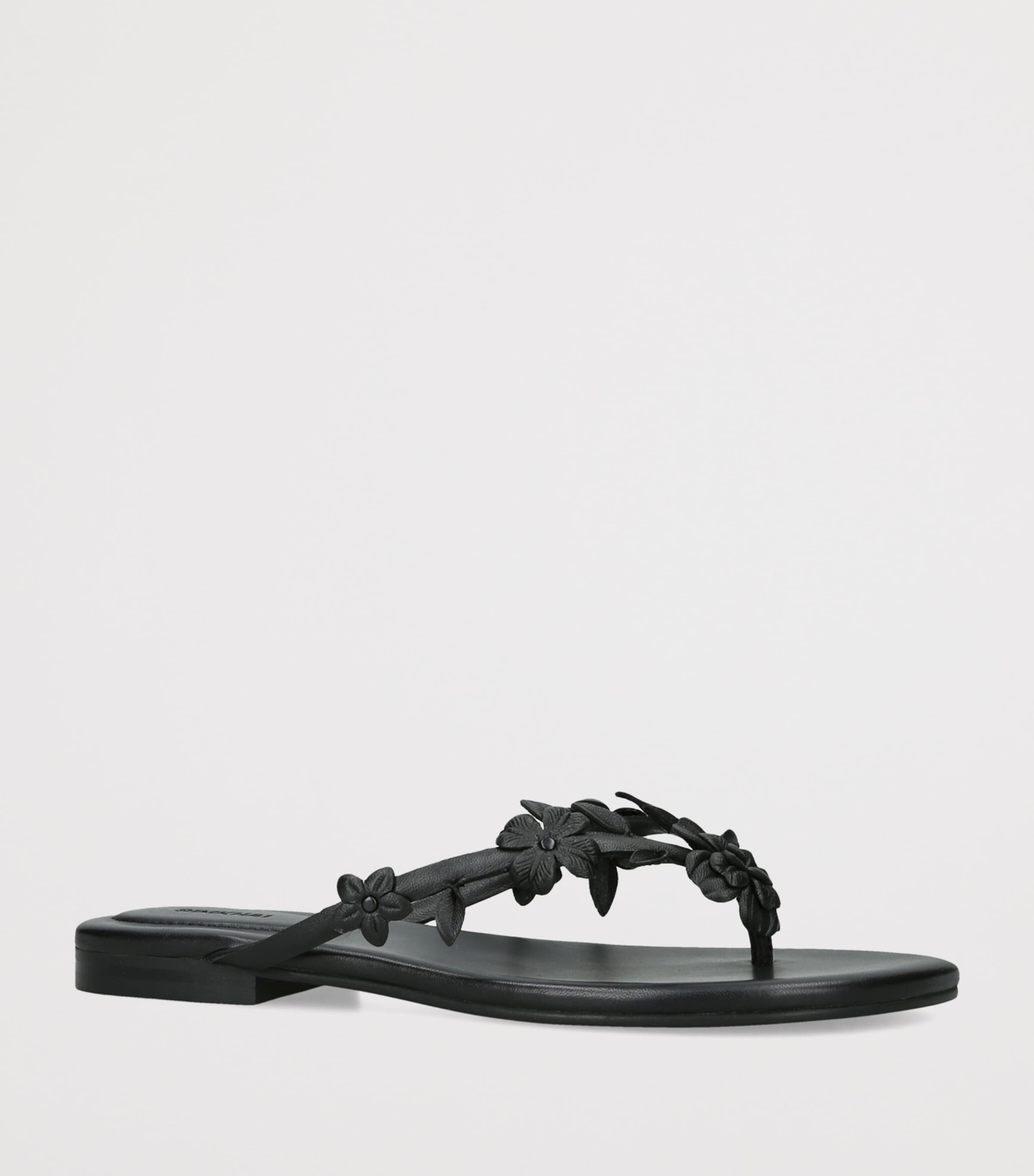 Simkhai Leather Floral Willow Flip Flops Black Image 2