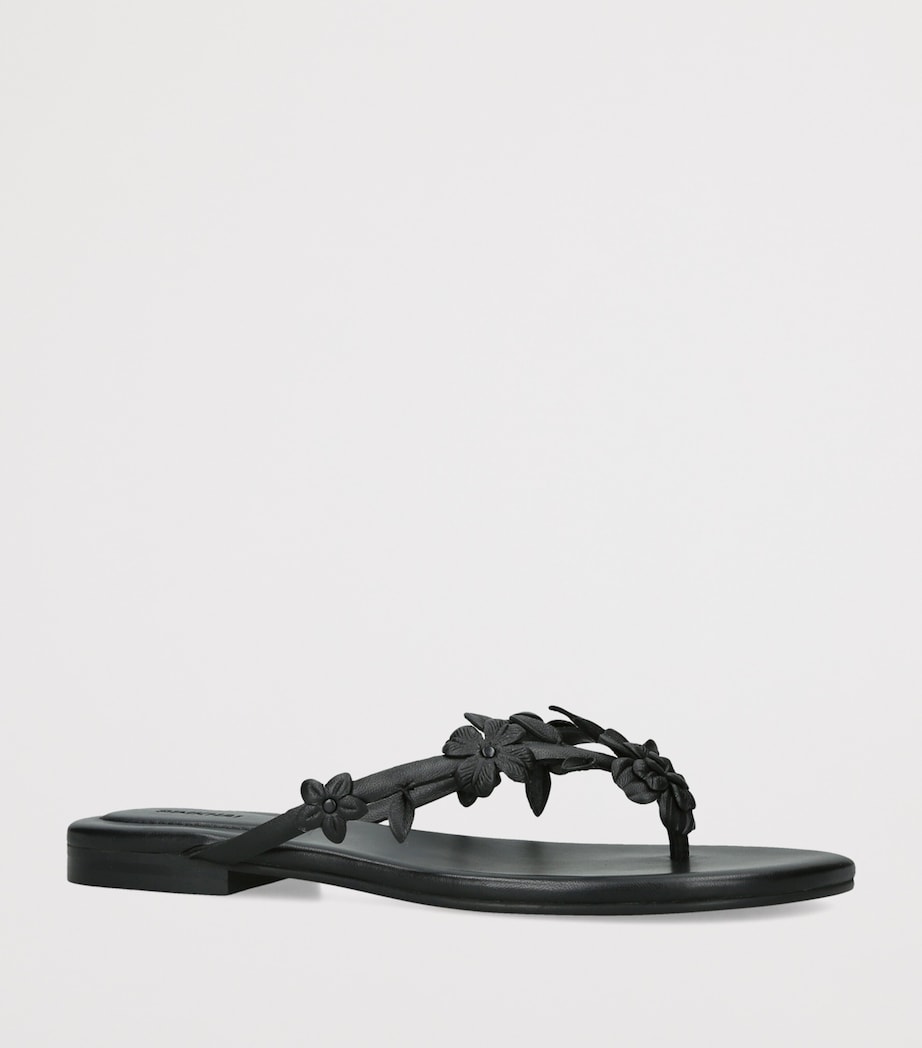 Simkhai Leather Floral Willow Flip Flops Black Image 2
