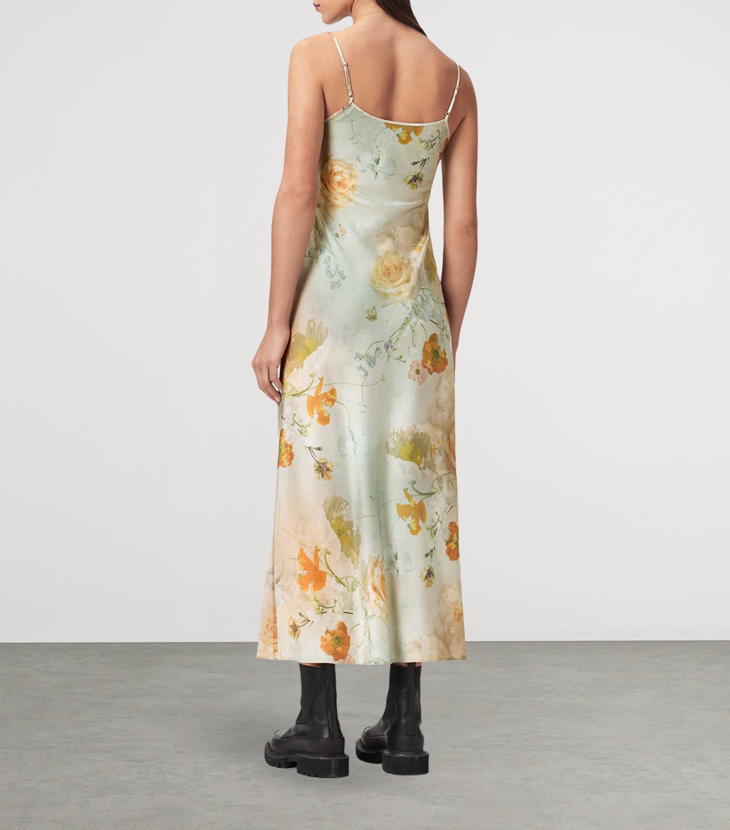 AllSaints Womens Floral Bryony Midi Dress Haze Blush Pink Image 4