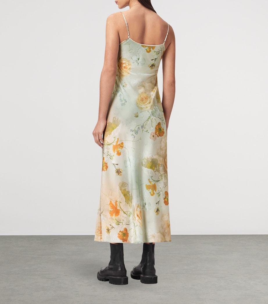 AllSaints Womens Floral Bryony Midi Dress Haze Blush Pink Image 4