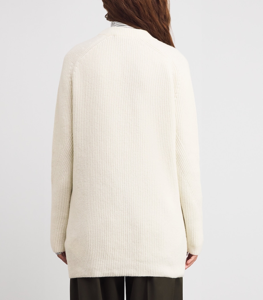 Virgin Wool-Blend Longline Cardigan 2040 OFF WHITE Image 3