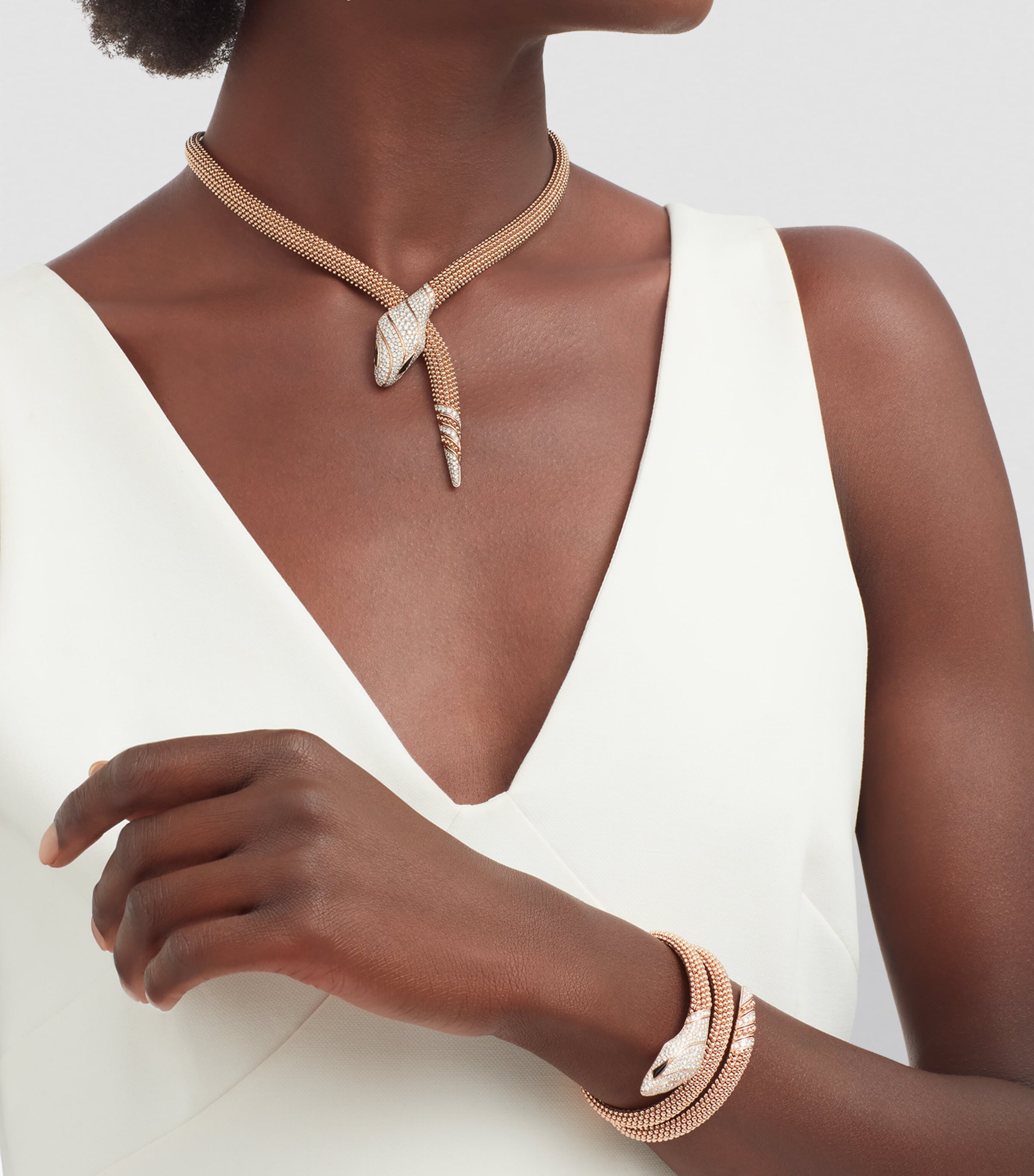 Rose Gold and Diamond Serpenti Pallini Cuff Bracelet ROSE GOLD Image 5