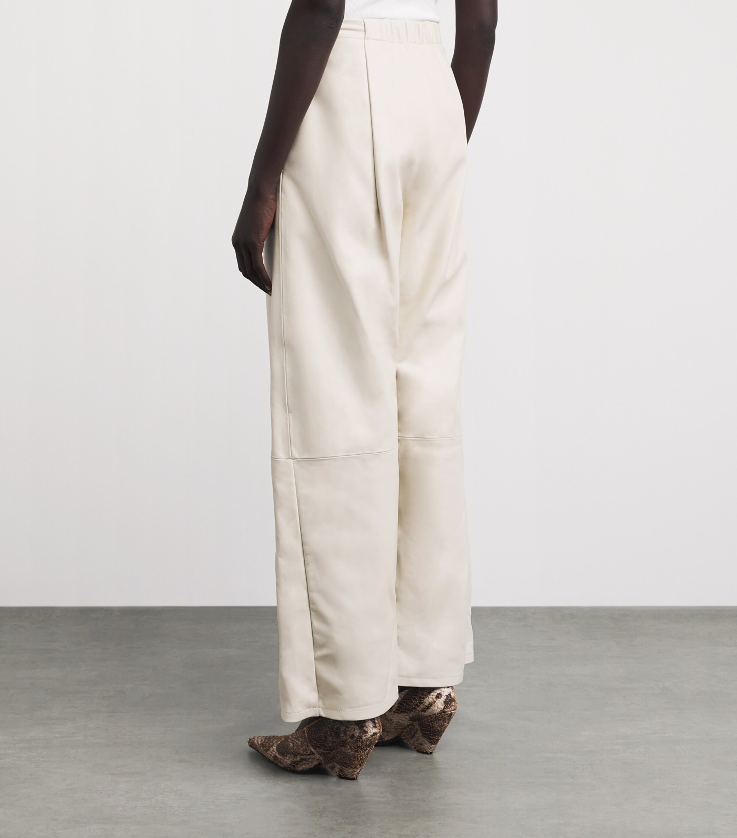 Lauren Manoogian Womens Nappa Leather Wide-Leg Trousers Ecru Image 5