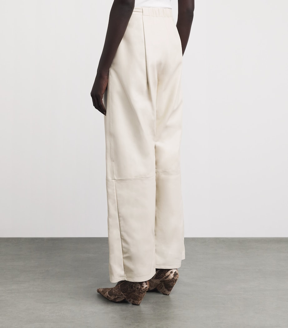 Lauren Manoogian Womens Nappa Leather Wide-Leg Trousers Ecru Image 5