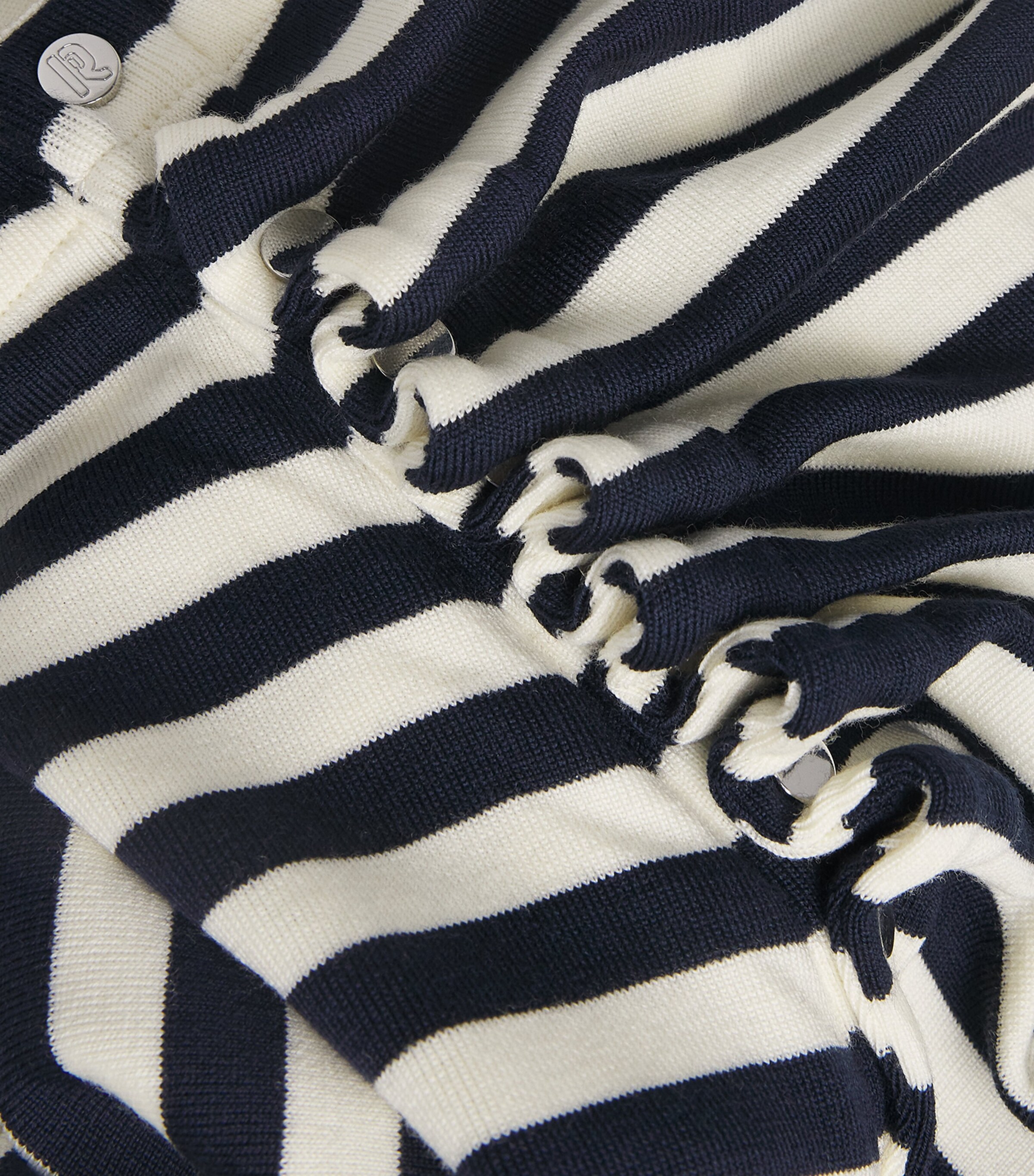 Wool Asymmetric Stripe Midi Skirt M128 NAVY / CREAM Image 5