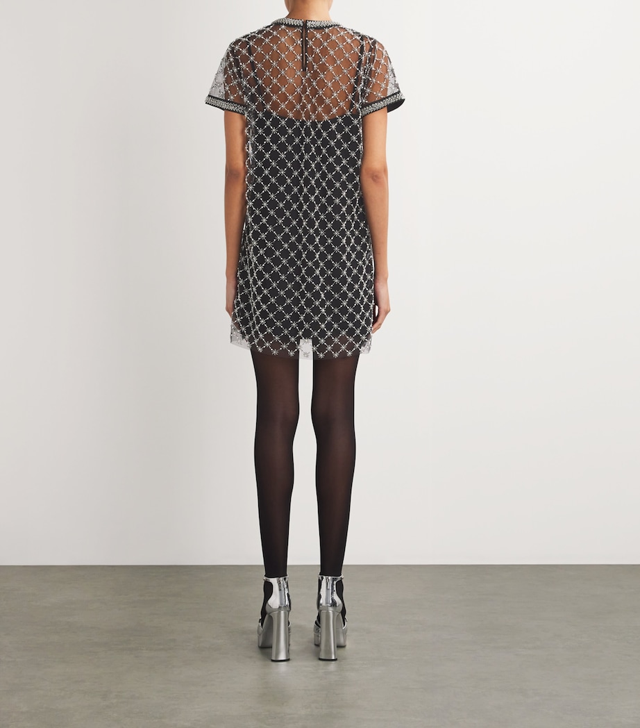 Mesh Beaded Mini Dress BLACK Image 3