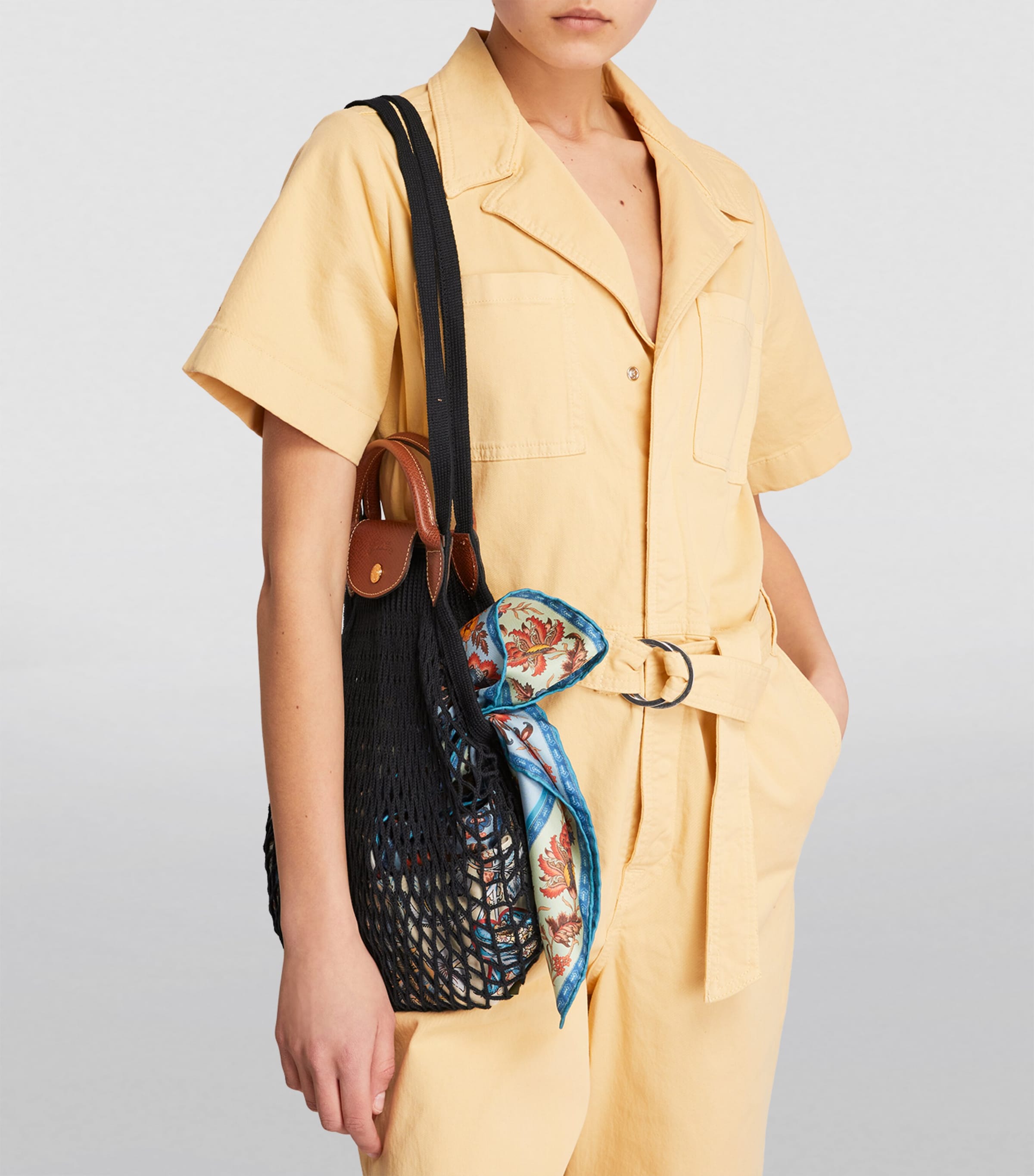 Large Le Pliage Filet Mesh Bag 001 BLACK Image 2