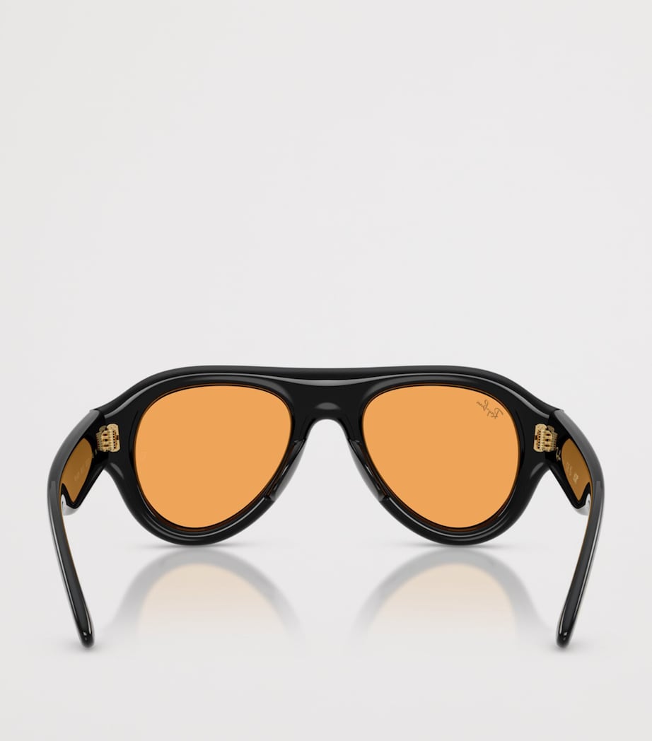Ray-Ban Aviator Puffer Sunglasses Black Image 4