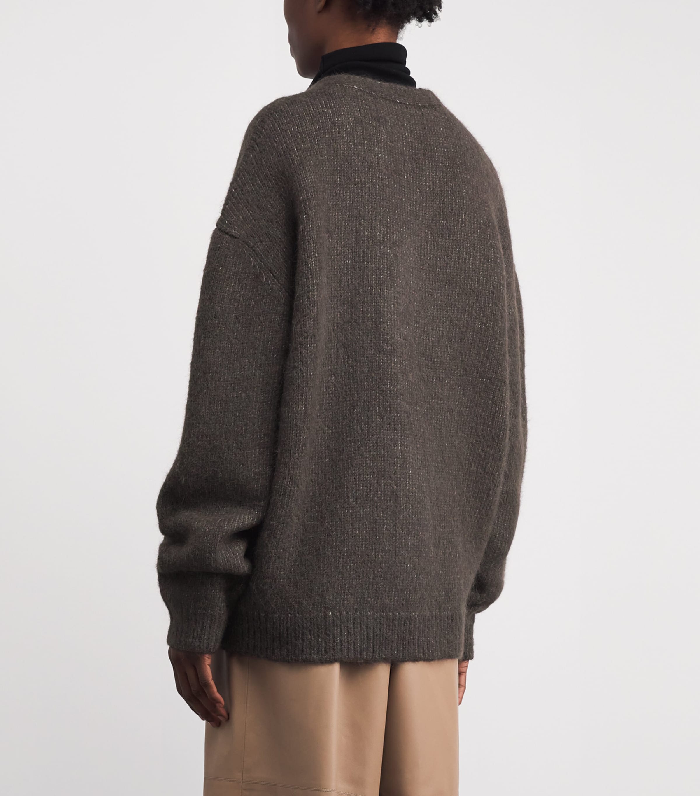 Lauren Manoogian Womens Alpaca-Pima Cotton-Merino Wool Loft Cardigan Coal Image 5