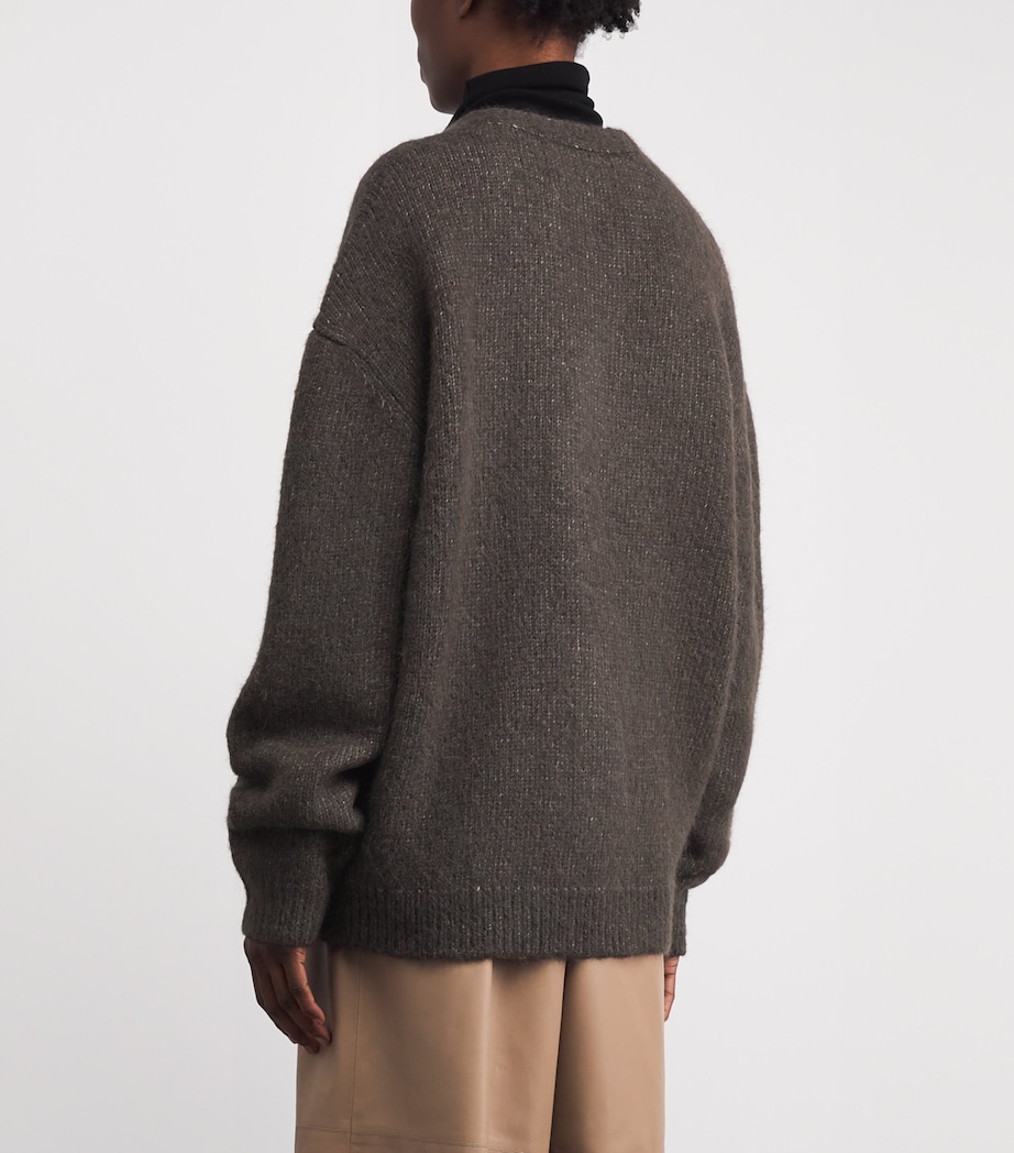 Lauren Manoogian Womens Alpaca-Pima Cotton-Merino Wool Loft Cardigan Coal Image 5