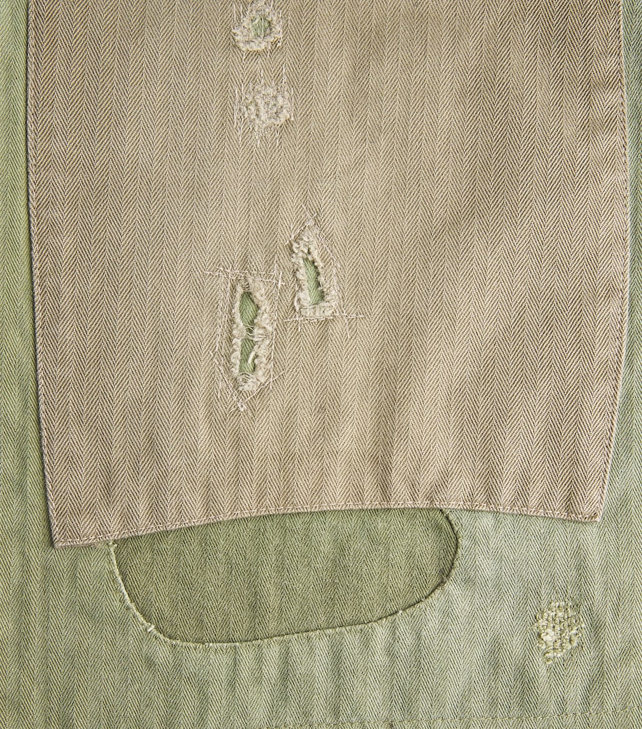 Kapital Mens Fatigue Herringbone Baggie Jeans Khaki Image 6
