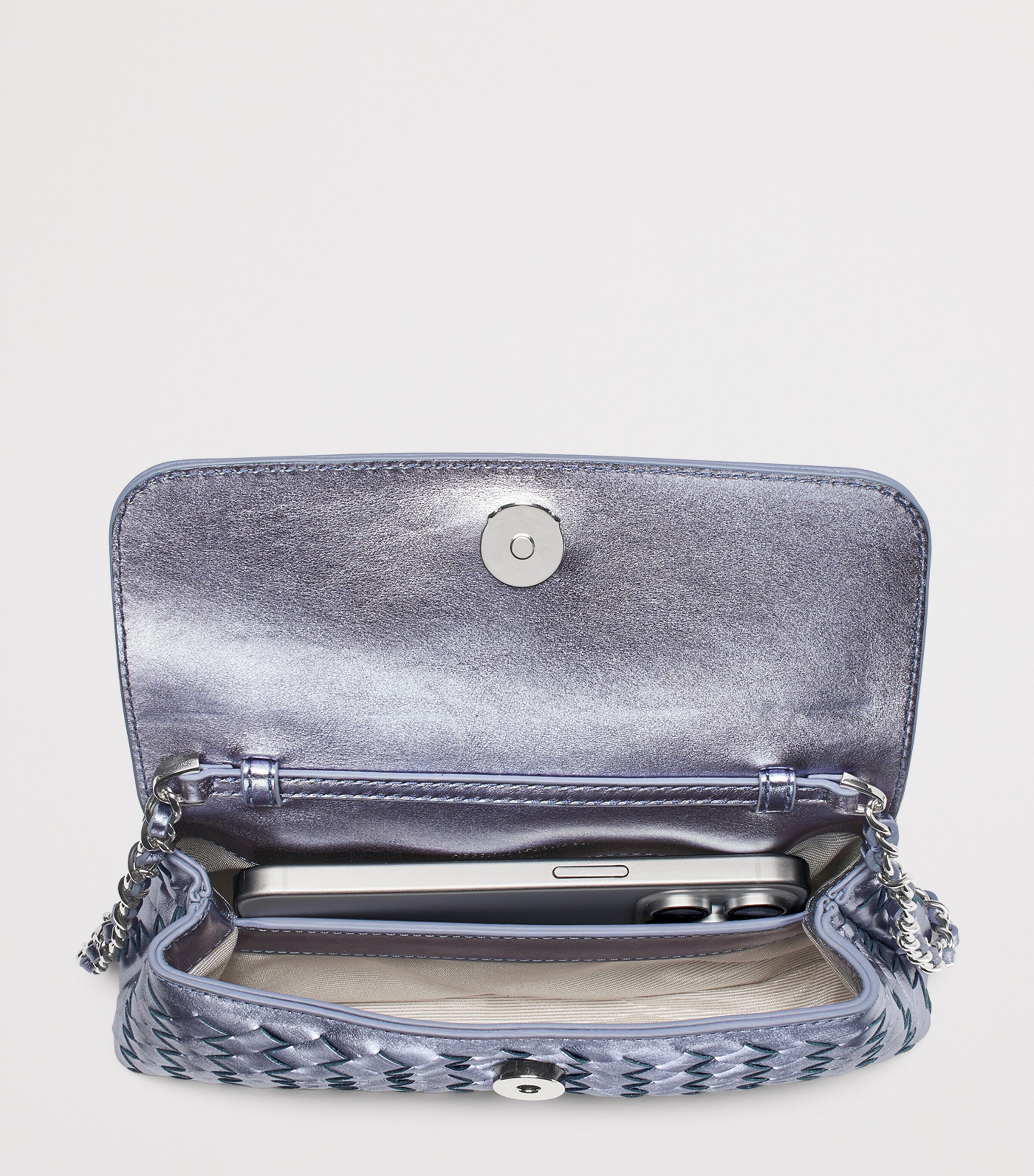 Aspinal Of London Metallic Leather Clutch Bag Blue Metallic Image 5