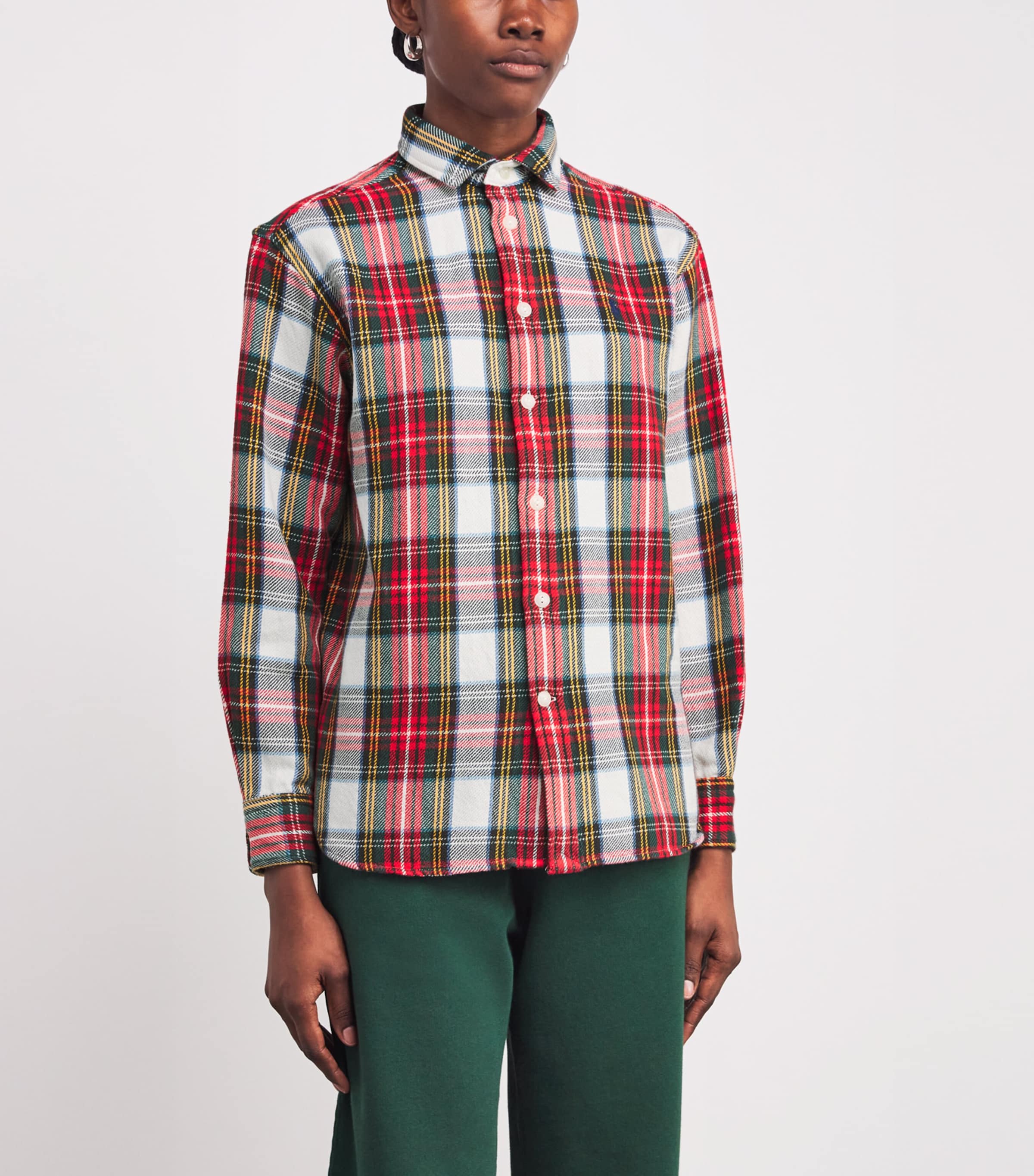 Cotton Plaid Shirt 1957 RED-CREAM-GREEN Image 3