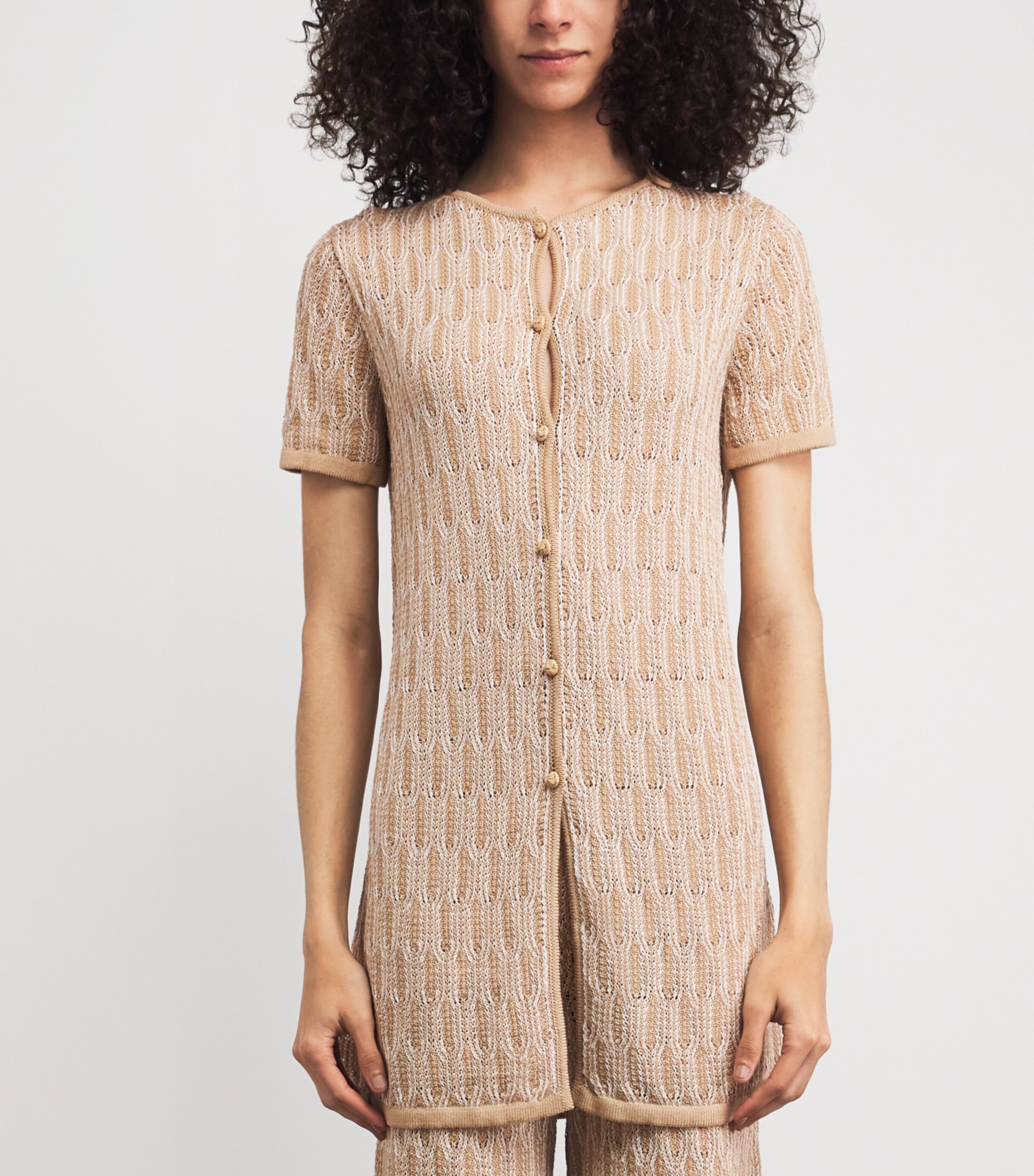 Lafayette 148 Cotton Lace-Knit Cardigan Natum Natural Multi Image 4