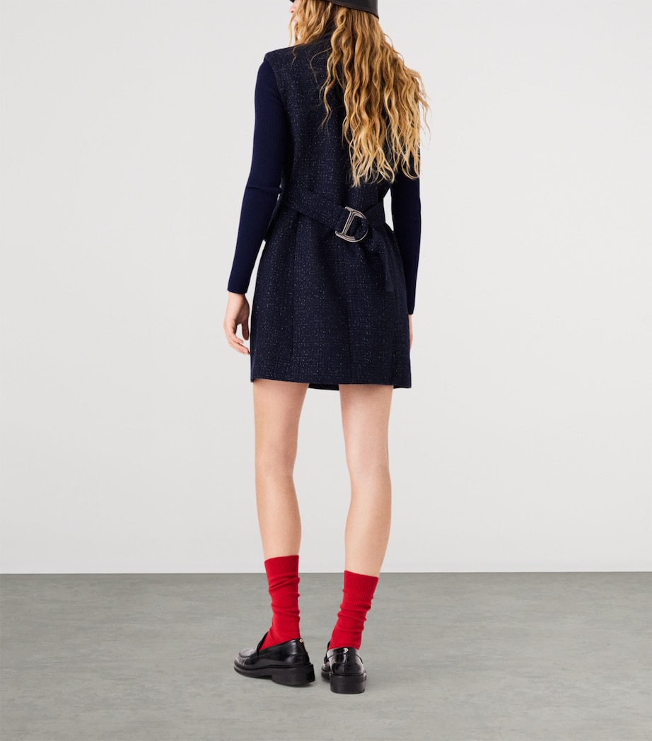 Maje Womens Lurex Tweed Mini Dress Navy Image 4
