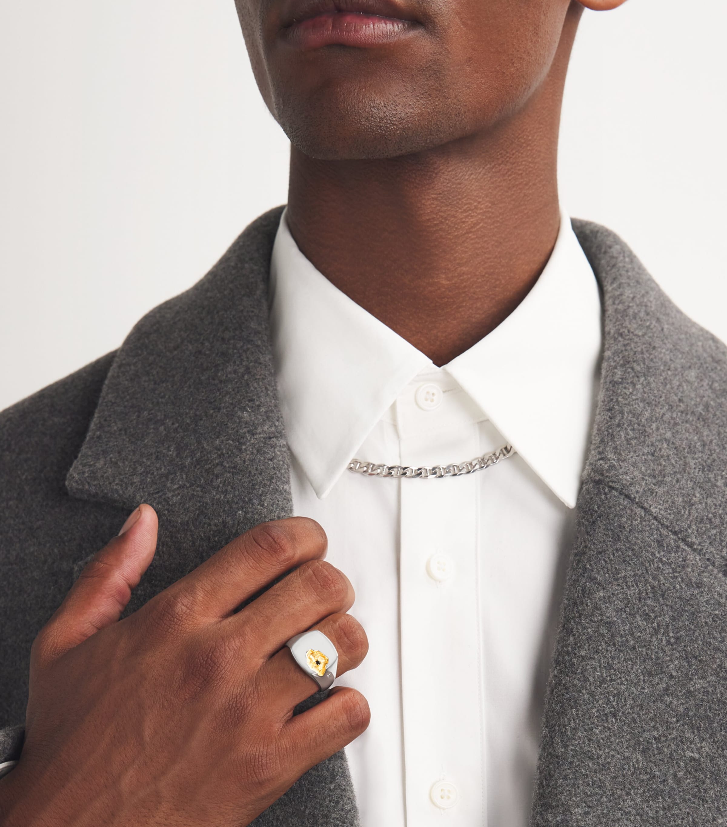 Sterling Silver and Black Diamond Signet Ring NA Image 2