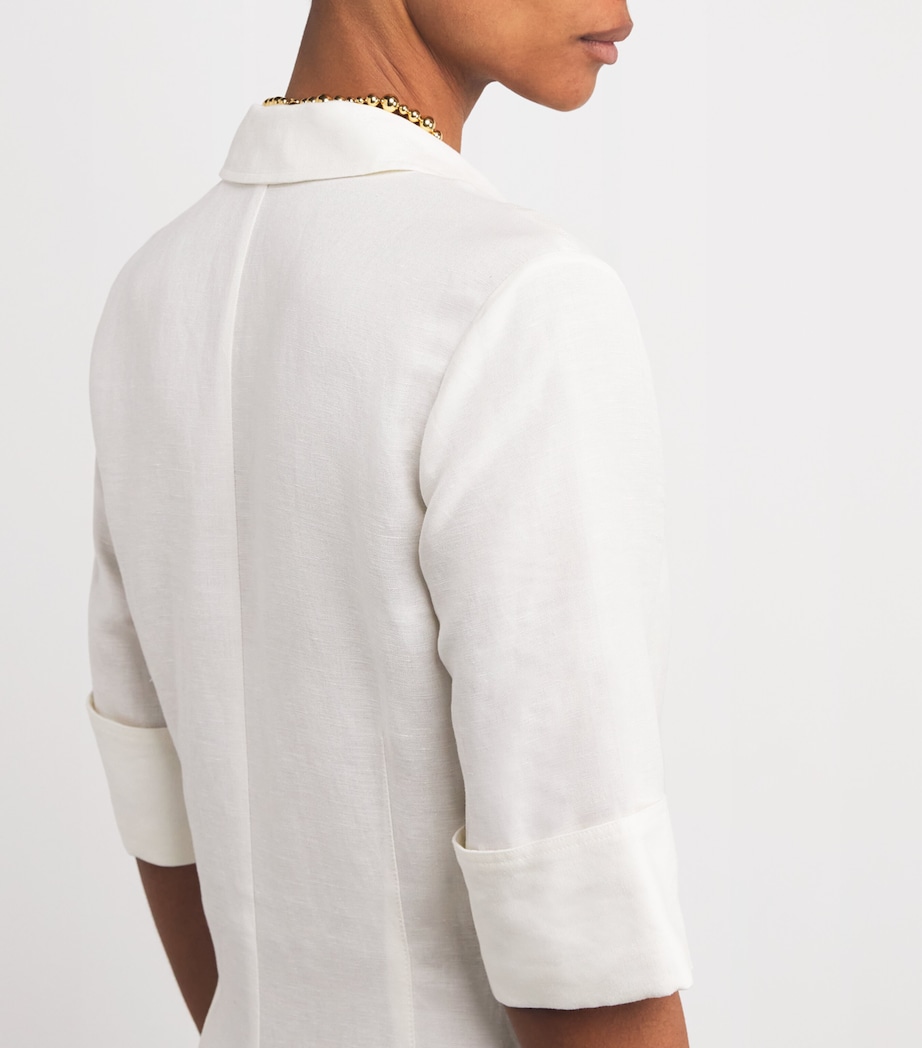 Linen-Blend Claudine Midi Shirt Dress WHITE Image 6