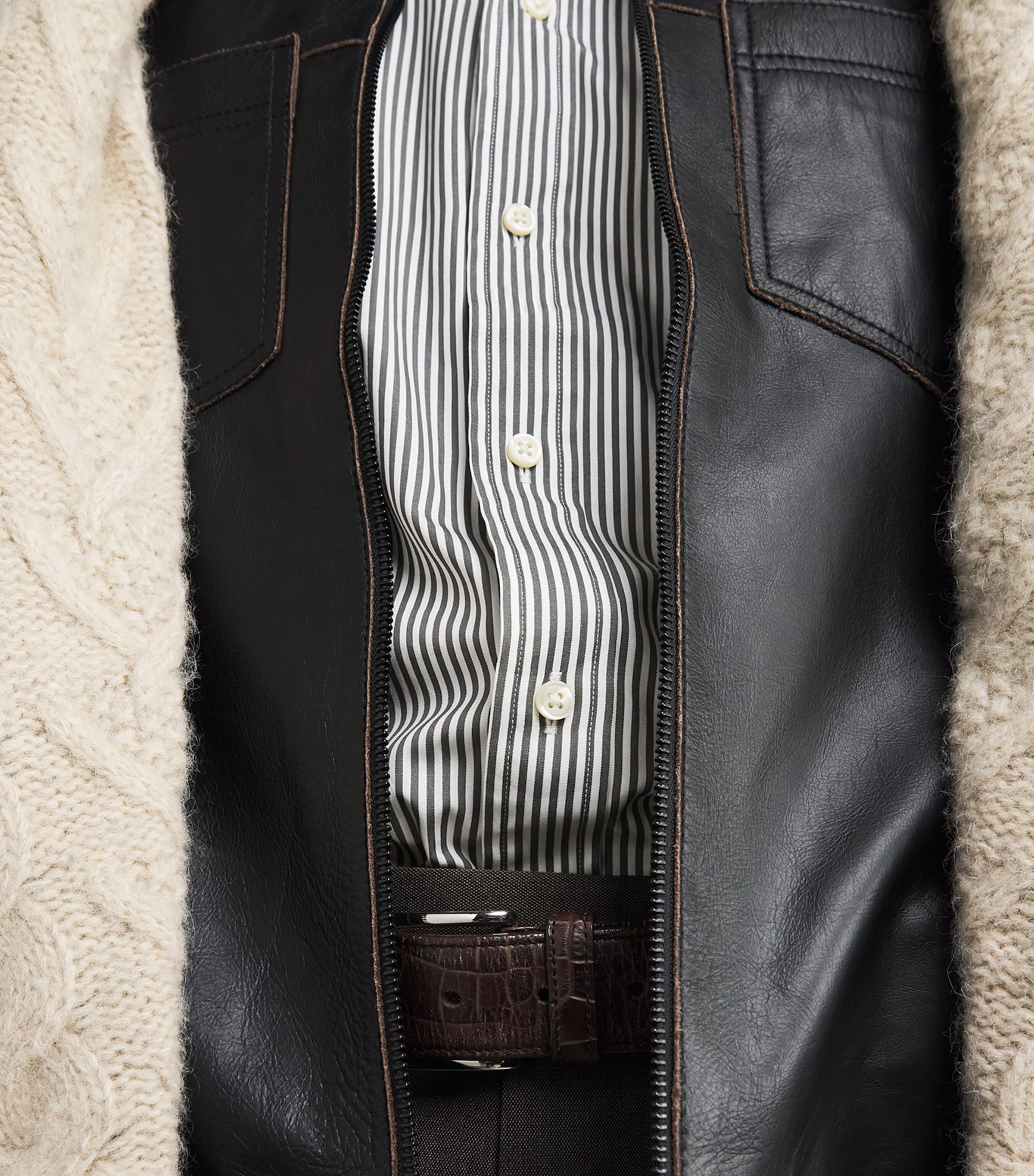 Cotton Poplin Custom Fit Stripe Shirt DARK METAL Image 6