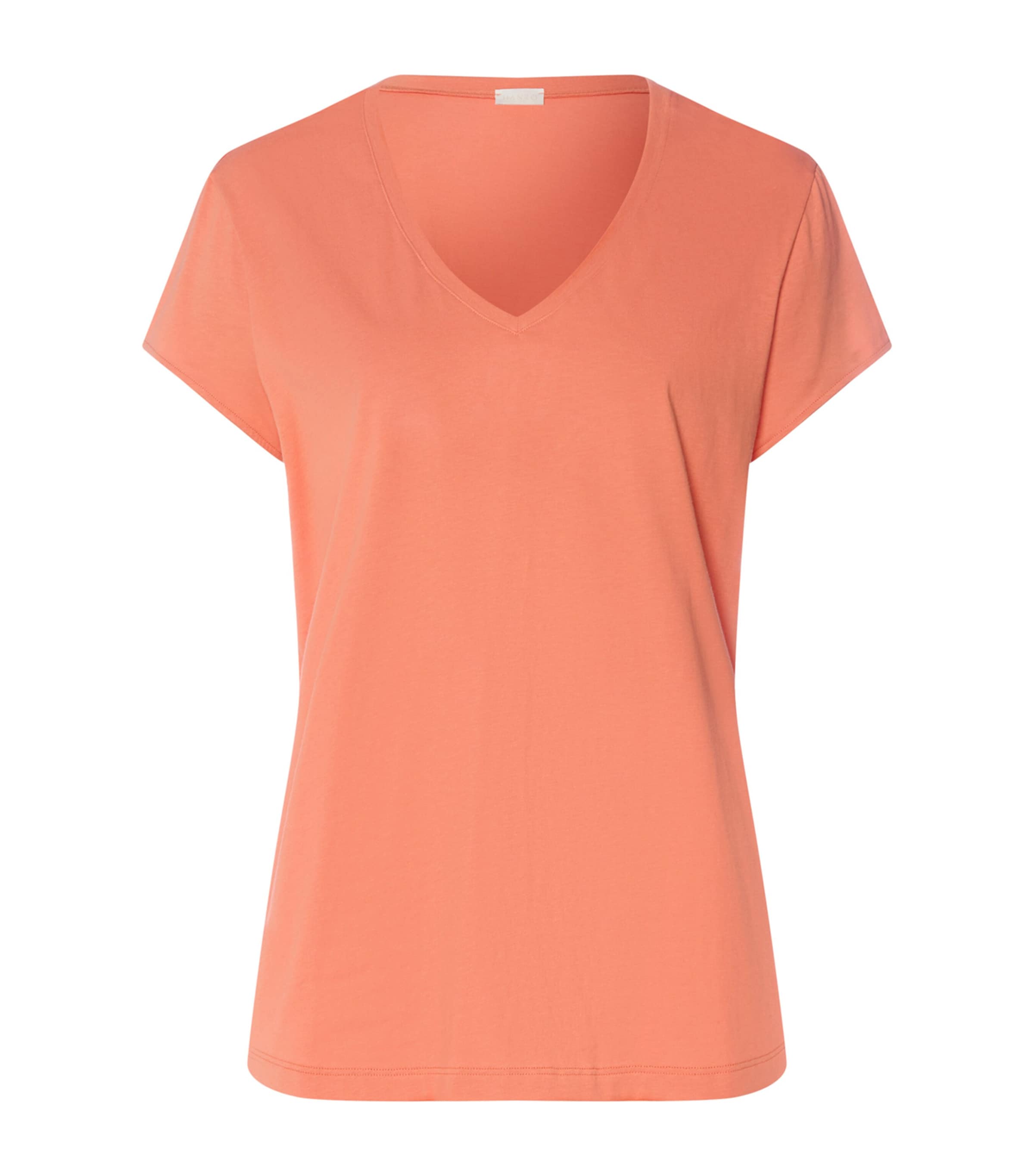 Hanro Womens Organic Cotton V-Neck T-Shirt Light Carnelian Image 1