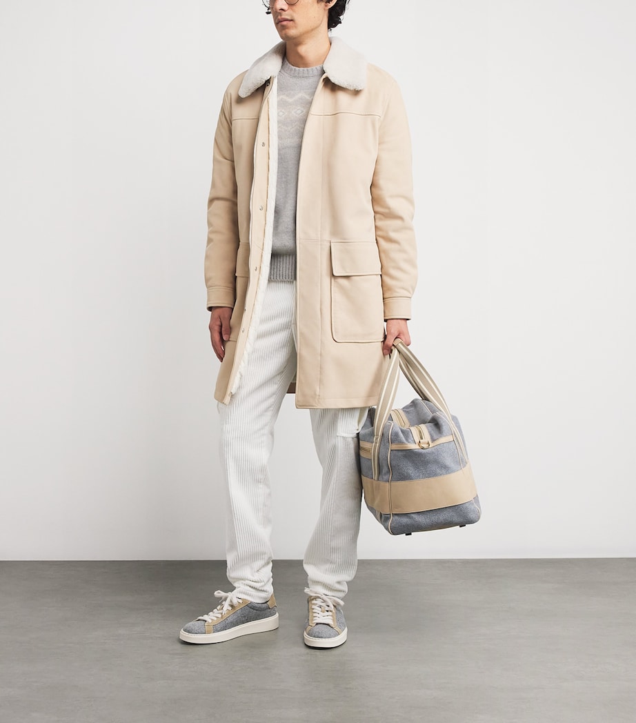 Wool Suede-Trim Sneakers GRIGIO MEDIO, SABBIA Image 6