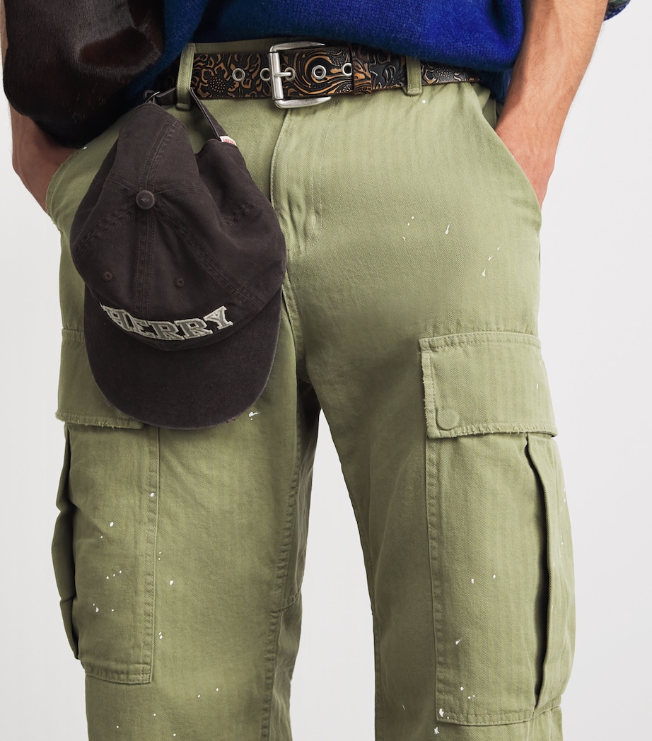 Cherry Los Angeles Mens Wide-Leg Cargo Trousers Green Image 3