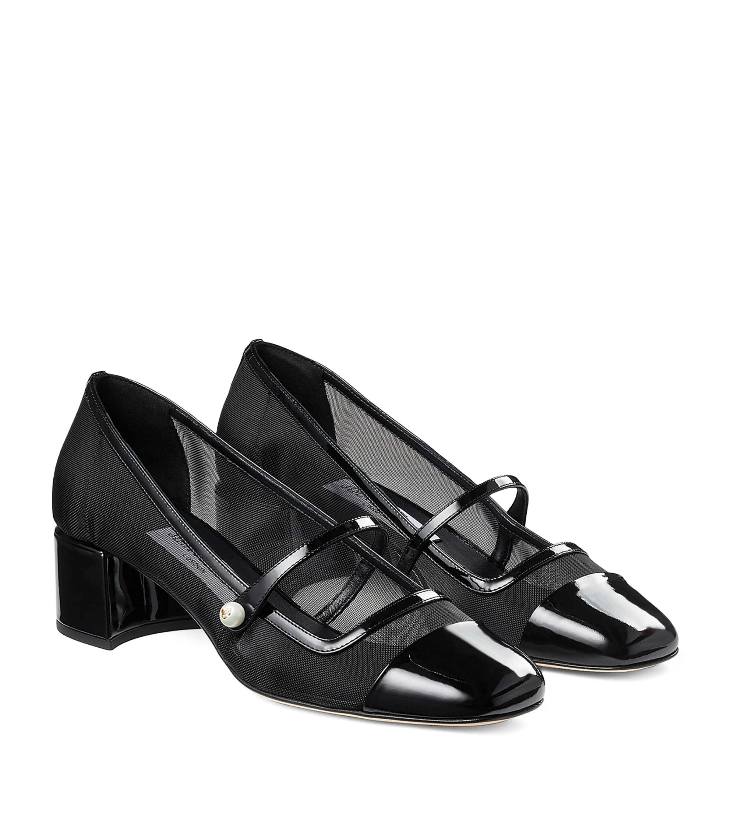 Elisa 45 Leather Mary Jane Heeled Pumps BLACK/BLACK Image 4