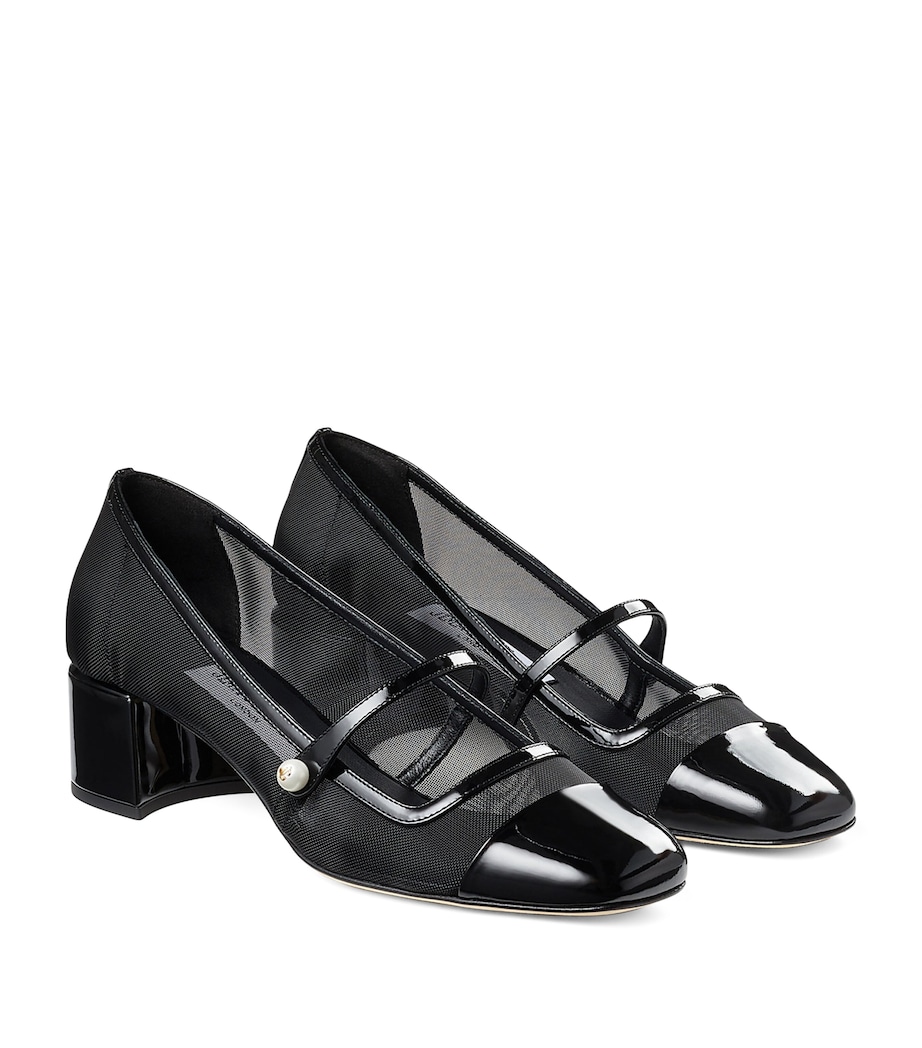 Elisa 45 Leather Mary Jane Heeled Pumps BLACK/BLACK Image 4