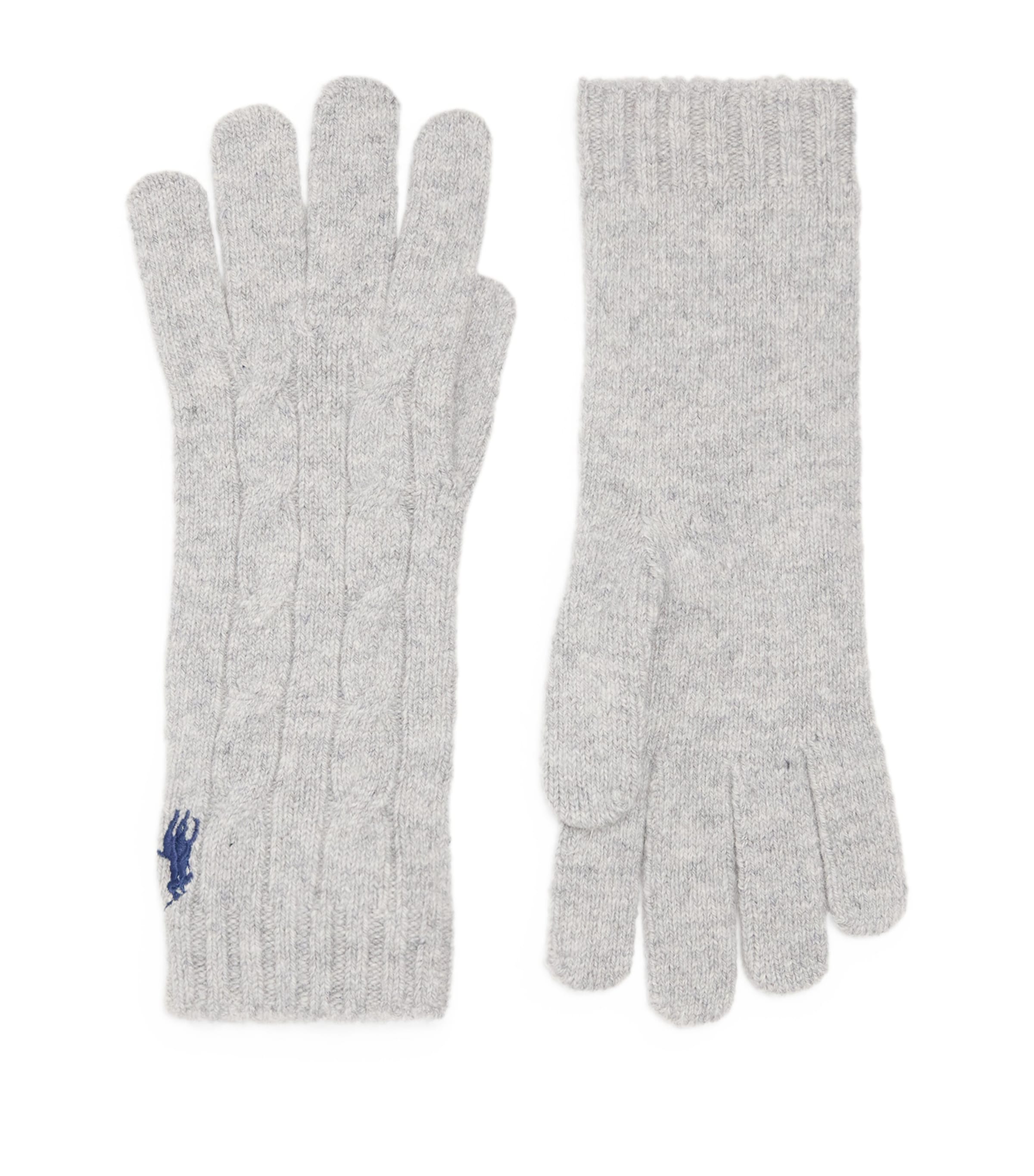 Polo Ralph Lauren Wool-Cashmere Polo Pony Gloves Soft Grey Image 1