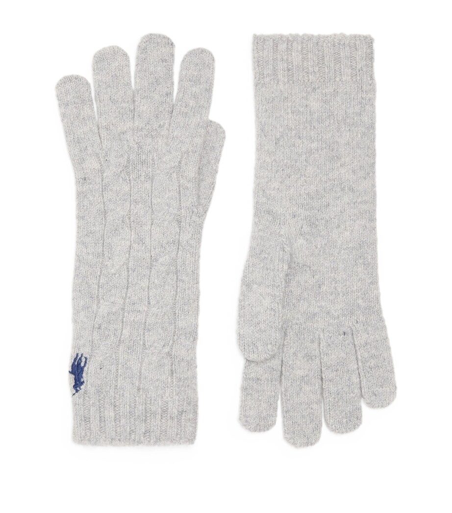 Polo Ralph Lauren Wool-Cashmere Polo Pony Gloves Soft Grey Image 1