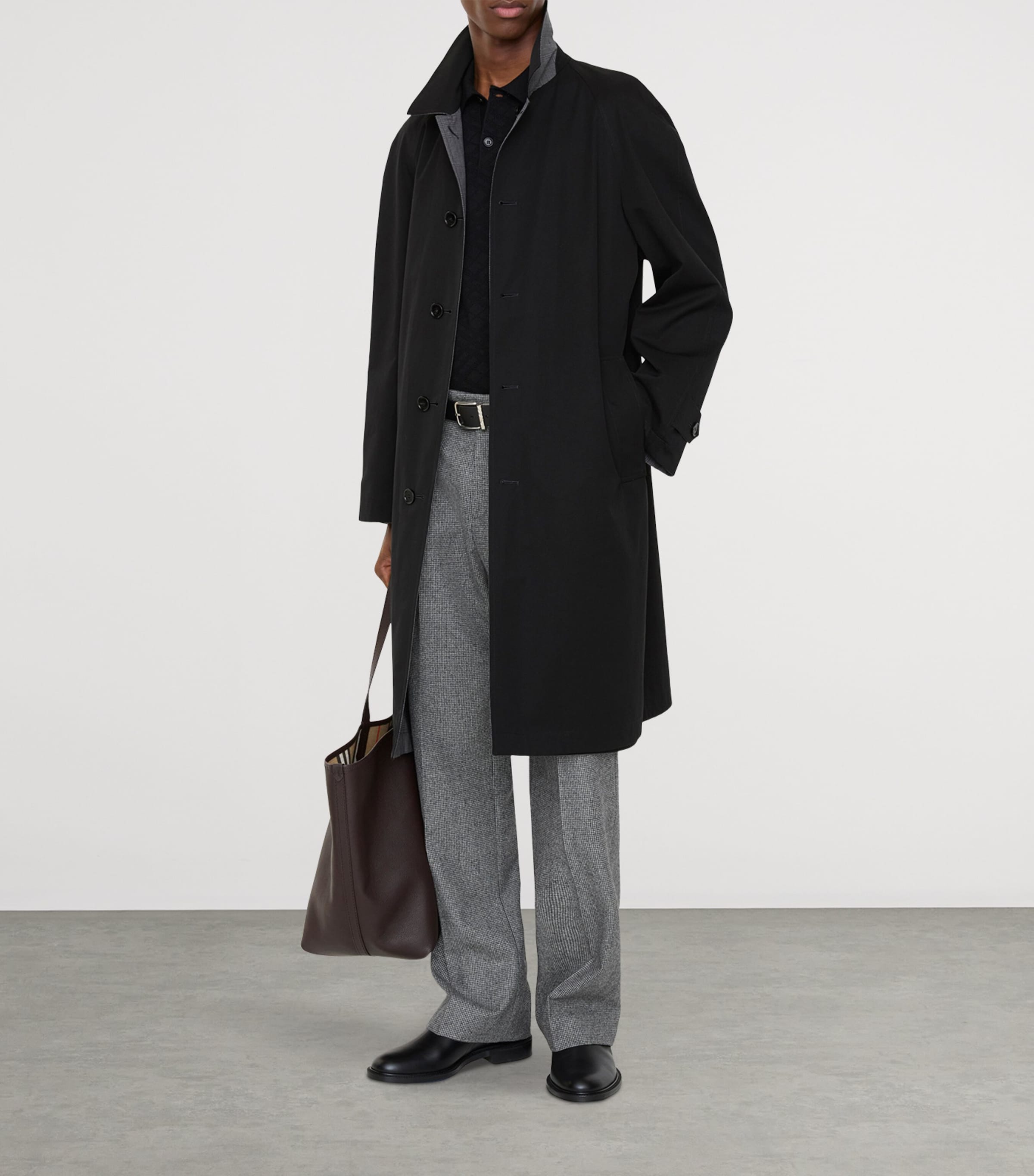Burberry Mens Wool-Cotton Reversible Parkbury Car Coat Silhouette Bl/grt Gr Image 2