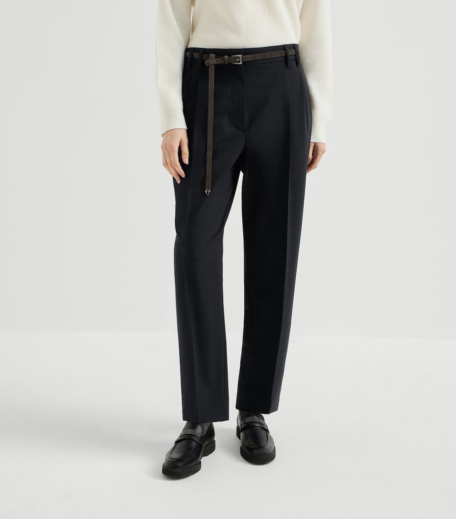 Brunello Cucinelli Womens Wool-Blend Straight Trousers Image 4