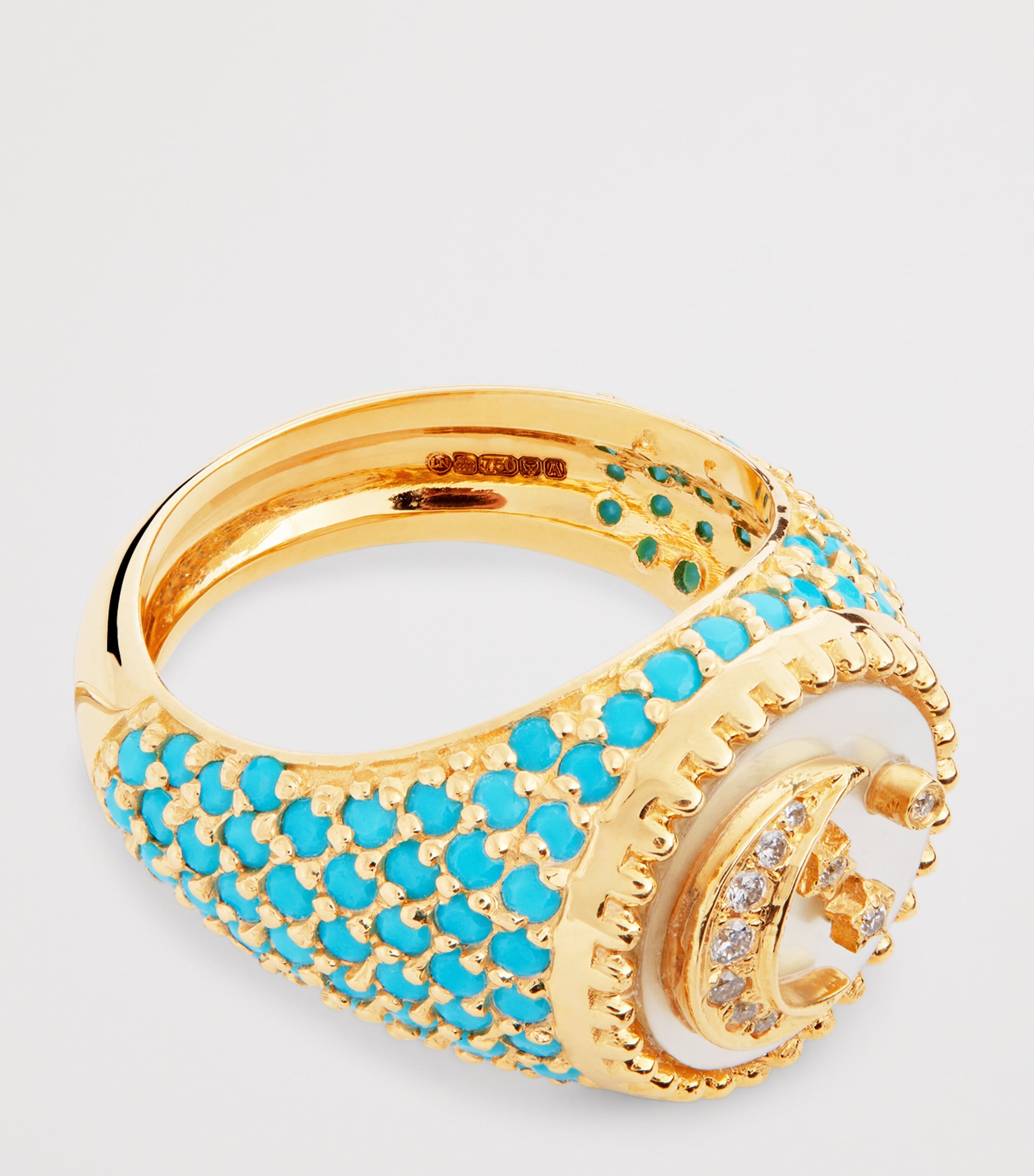 Yellow Gold, Diamond and Turquoise Moonlight Ring YELLOW GOLD Image 4
