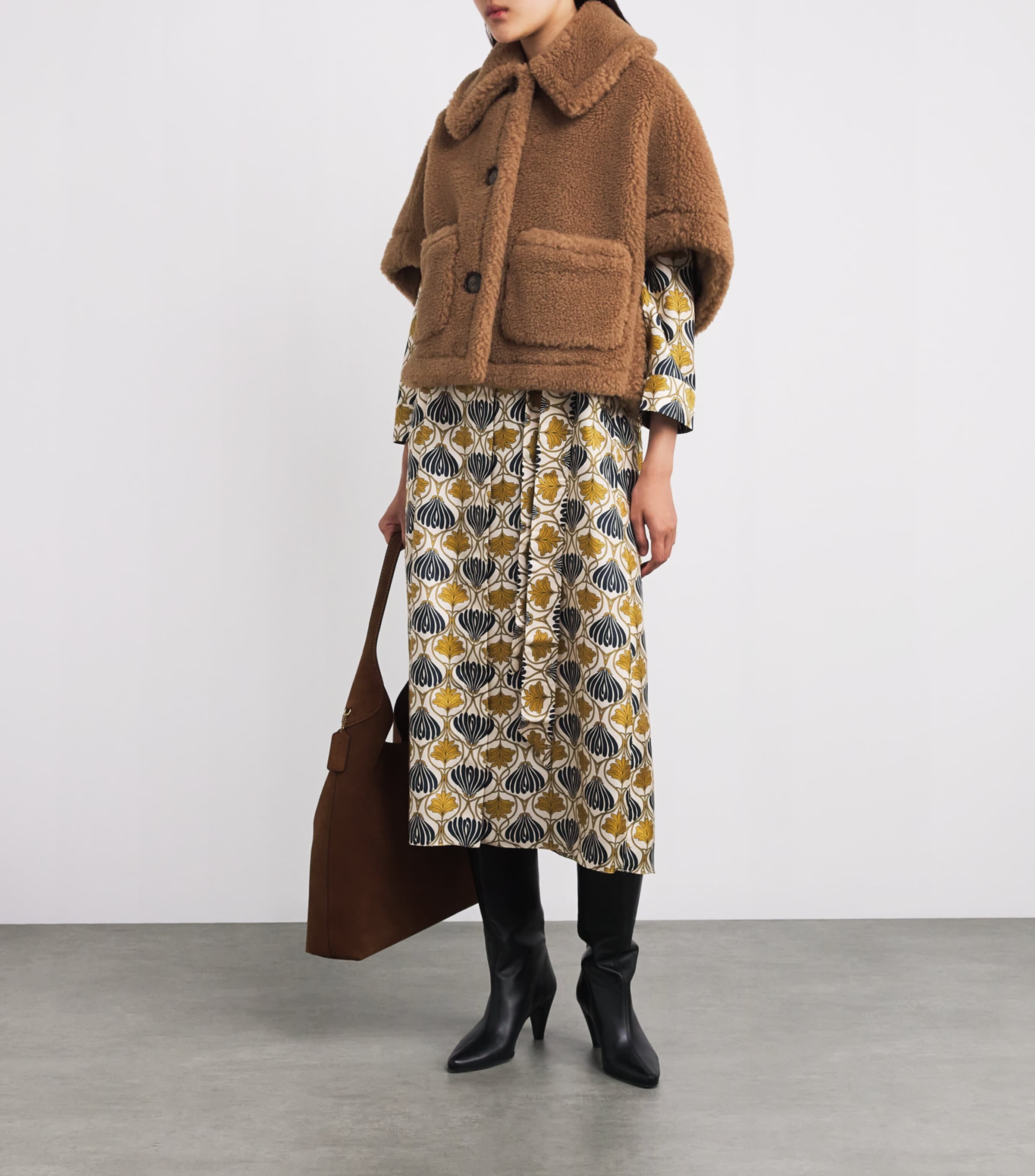 Wool-SIlk Cape Coat CAMEL Image 2